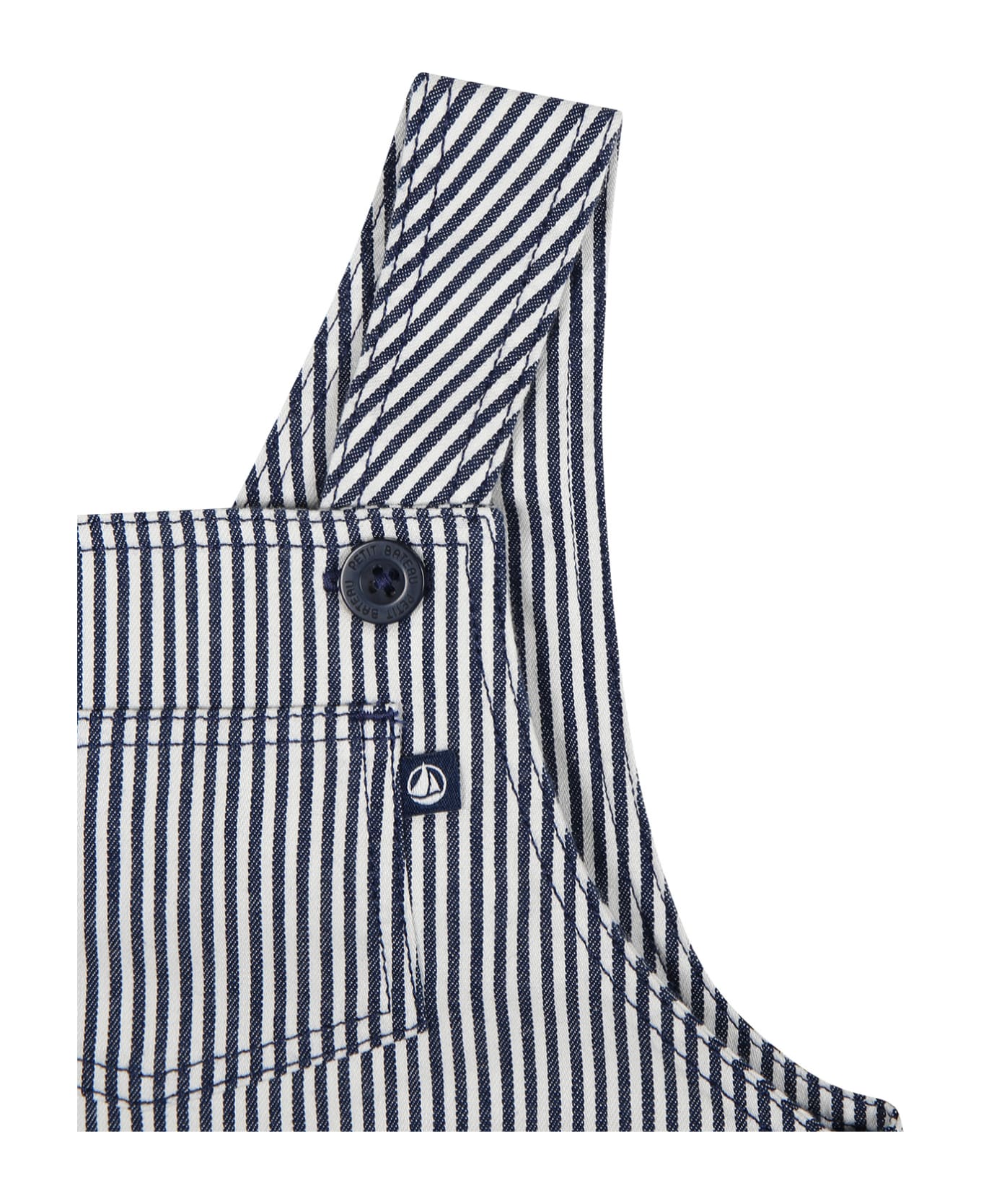 Petit Bateau Blue Dungarees For Baby Boy With Stripes - Blue コート＆ジャケット