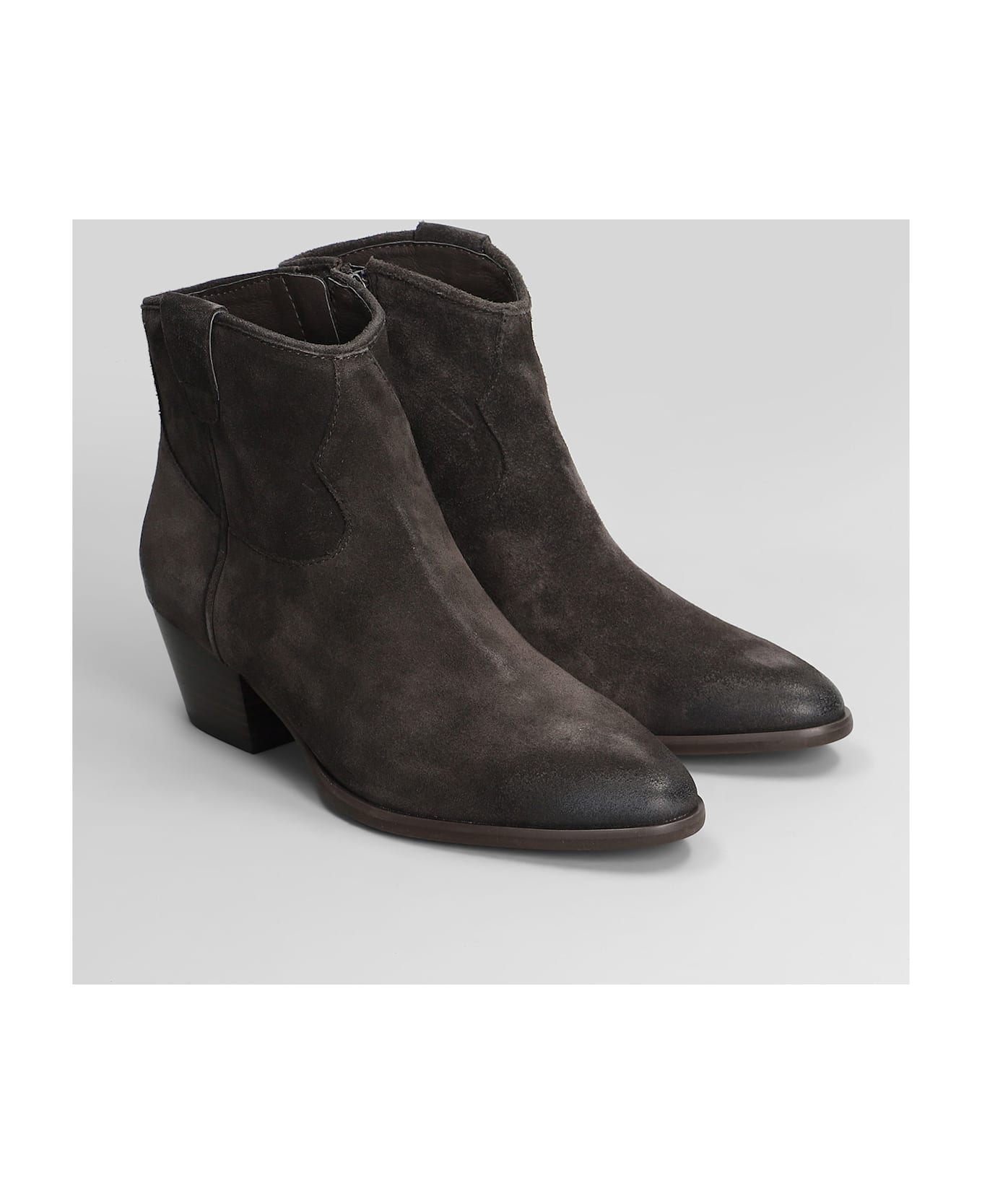 Ash Fame Texan Ankle Boots In Brown Suede - brown