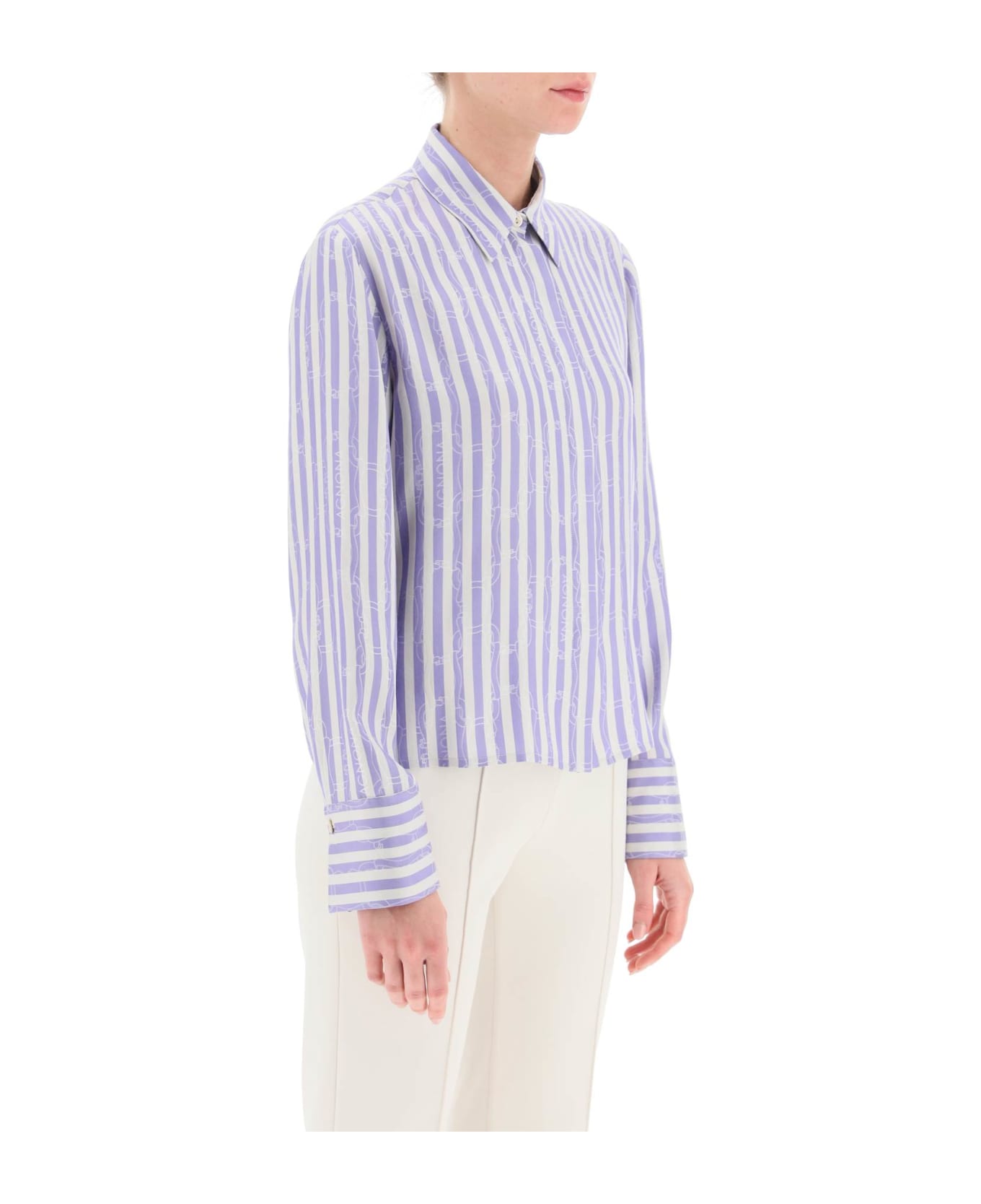 Agnona Striped Shirt With Ribbon Motif - PRINCE (White)