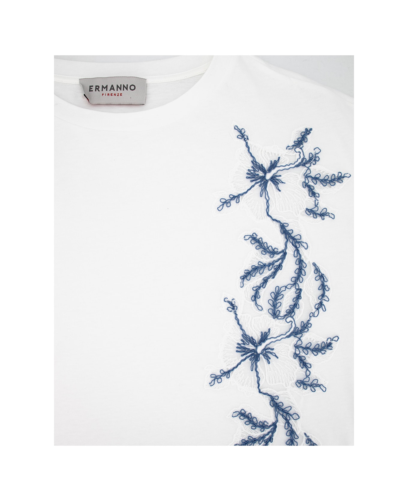 Ermanno Firenze T-shirt - OFF WHITE/LIGHT BLUE
