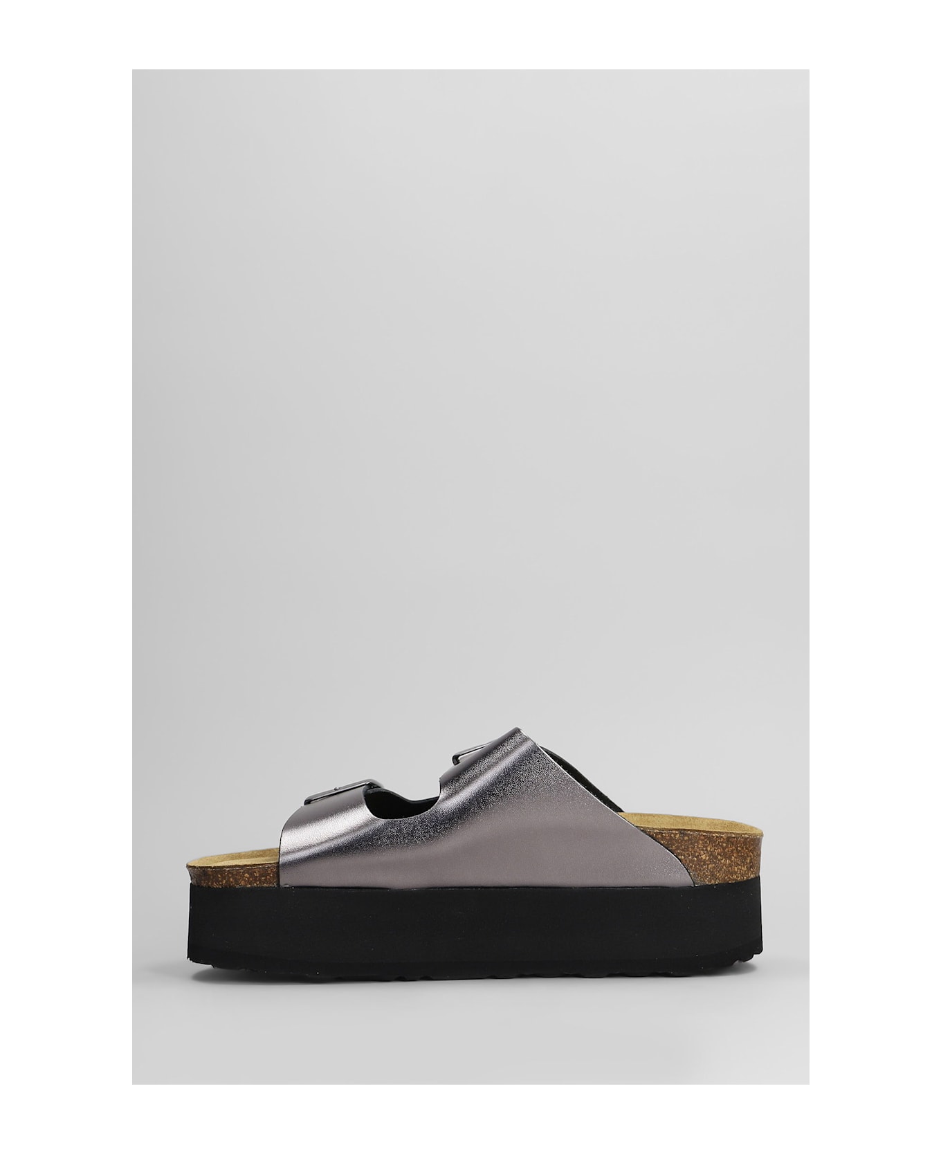 Cubanas Amalia Flats In Gunmetal Leather - Gunmetal