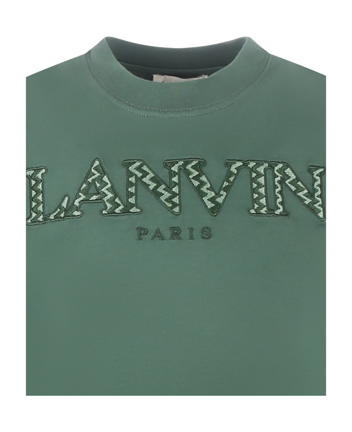 Lanvin Green Dress For Girl With Logo - Green