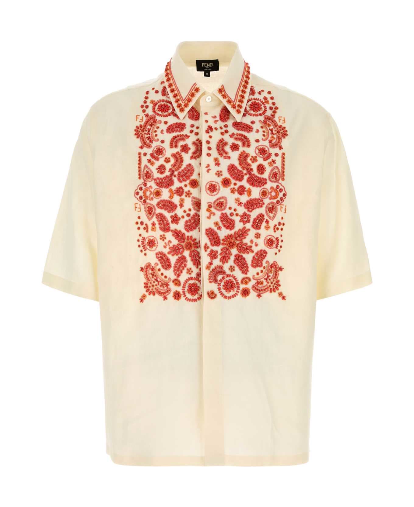 Fendi Ivory Linen Shirt - NUVOLA CORALLO
