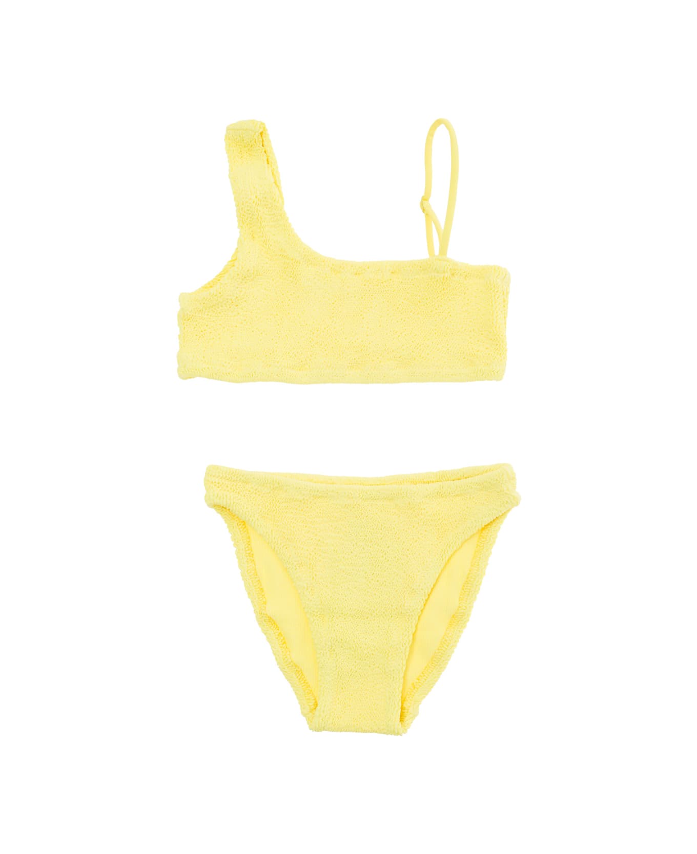 MC2 Saint Barth Yellow One-shoulder Two Piece Bikini In Stretch Polyamide Girl - Yellow