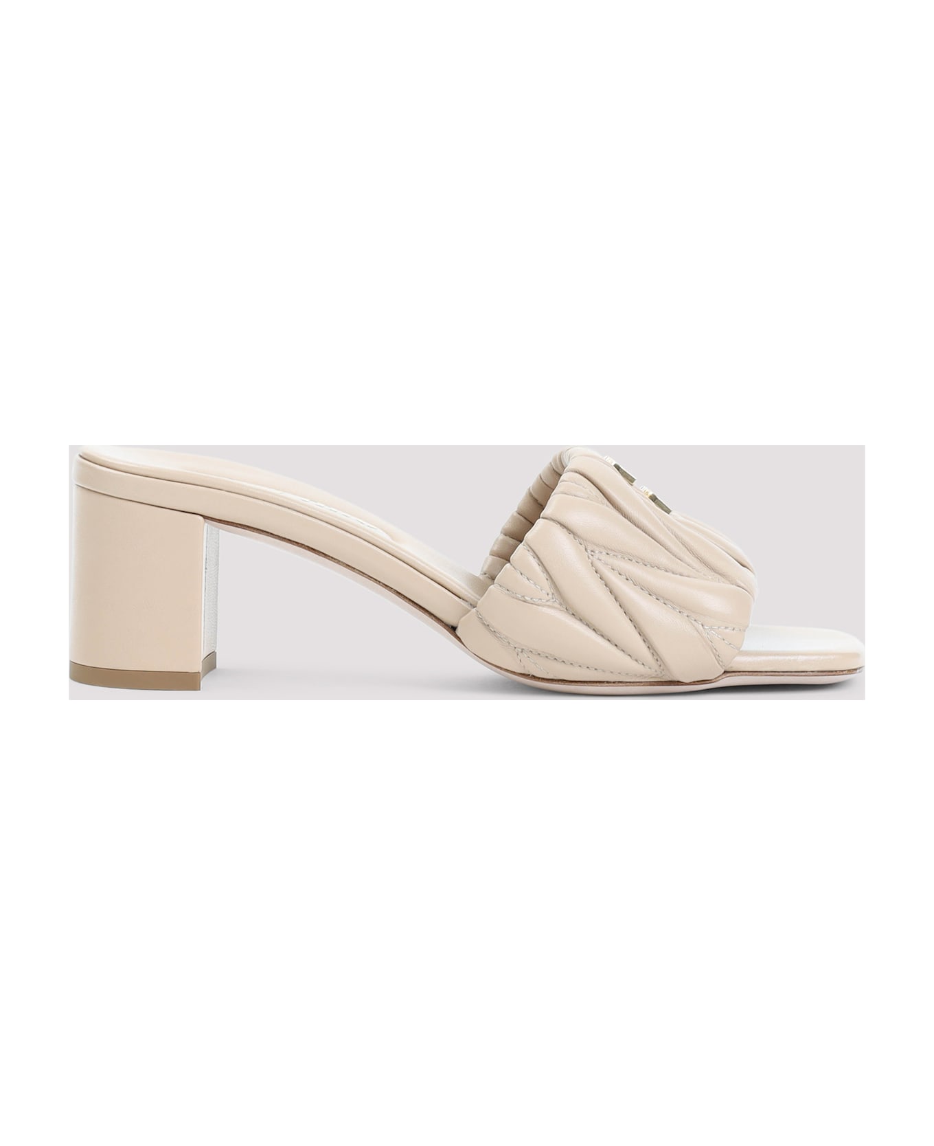 Miu Miu Nappa Lamb Leather Sandals - Sabbia
