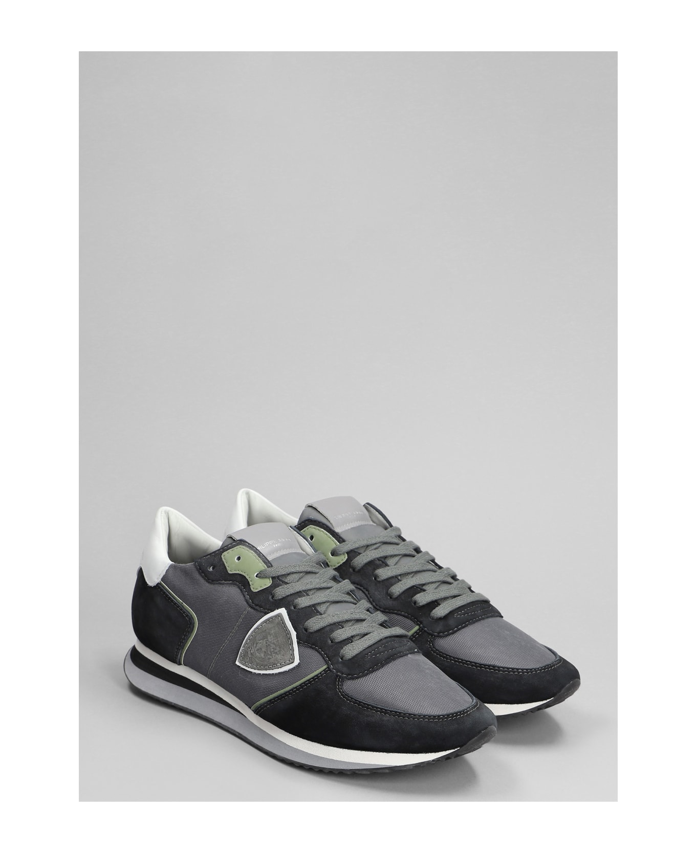 Philippe Model Trpx Low Sneakers In Grey Suede And Fabric - grey