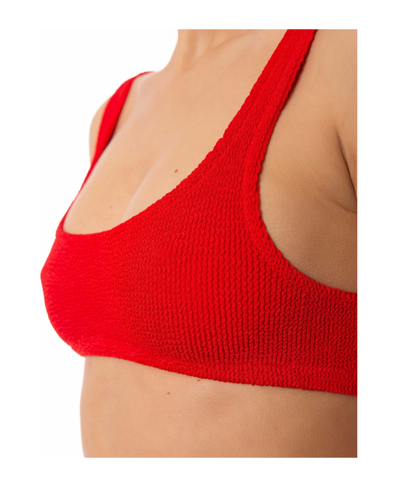 MC2 Saint Barth Woman Red Crinkle Bralette Top Swimsuit - RED 水着