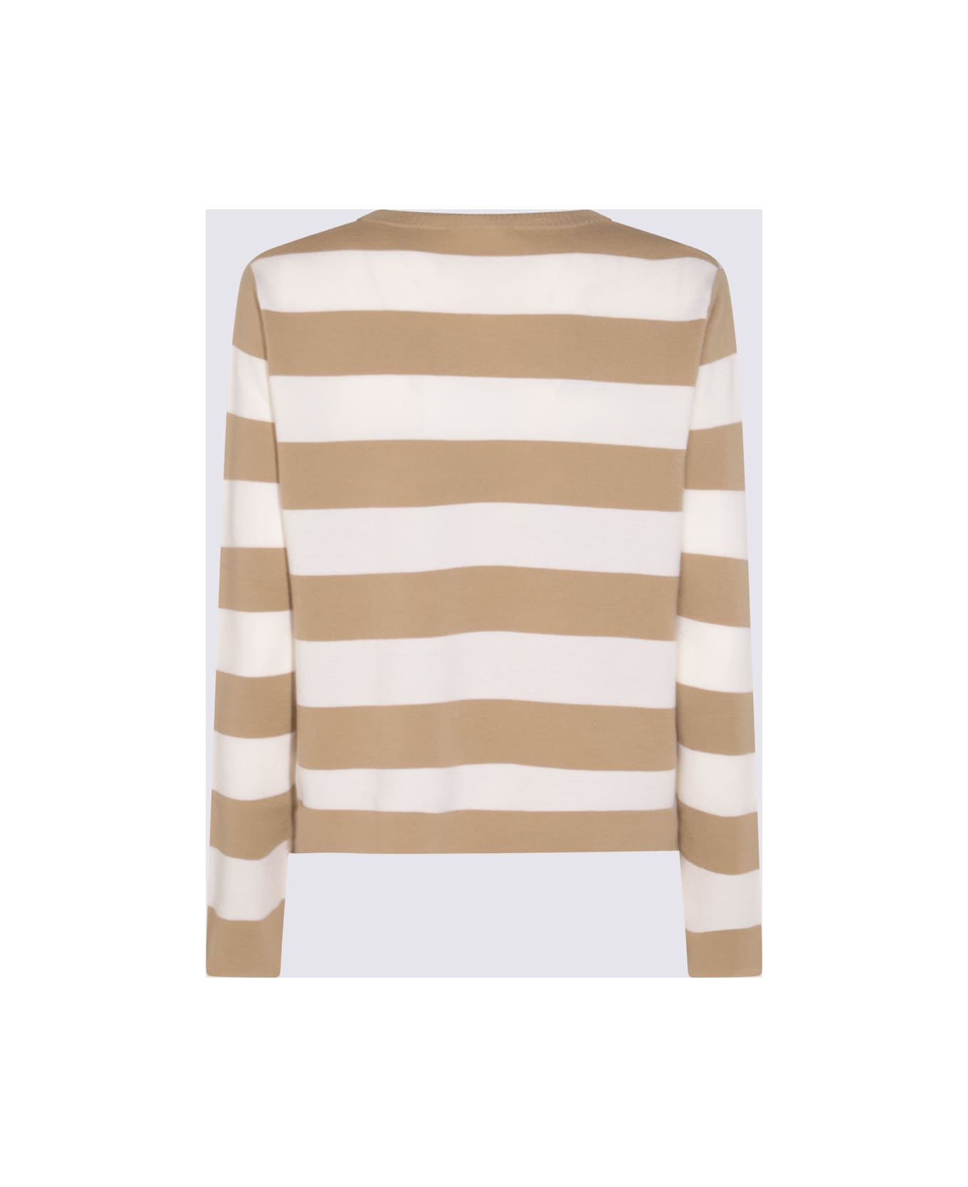 Max Mara White And Beige Wool Kmitwear - White
