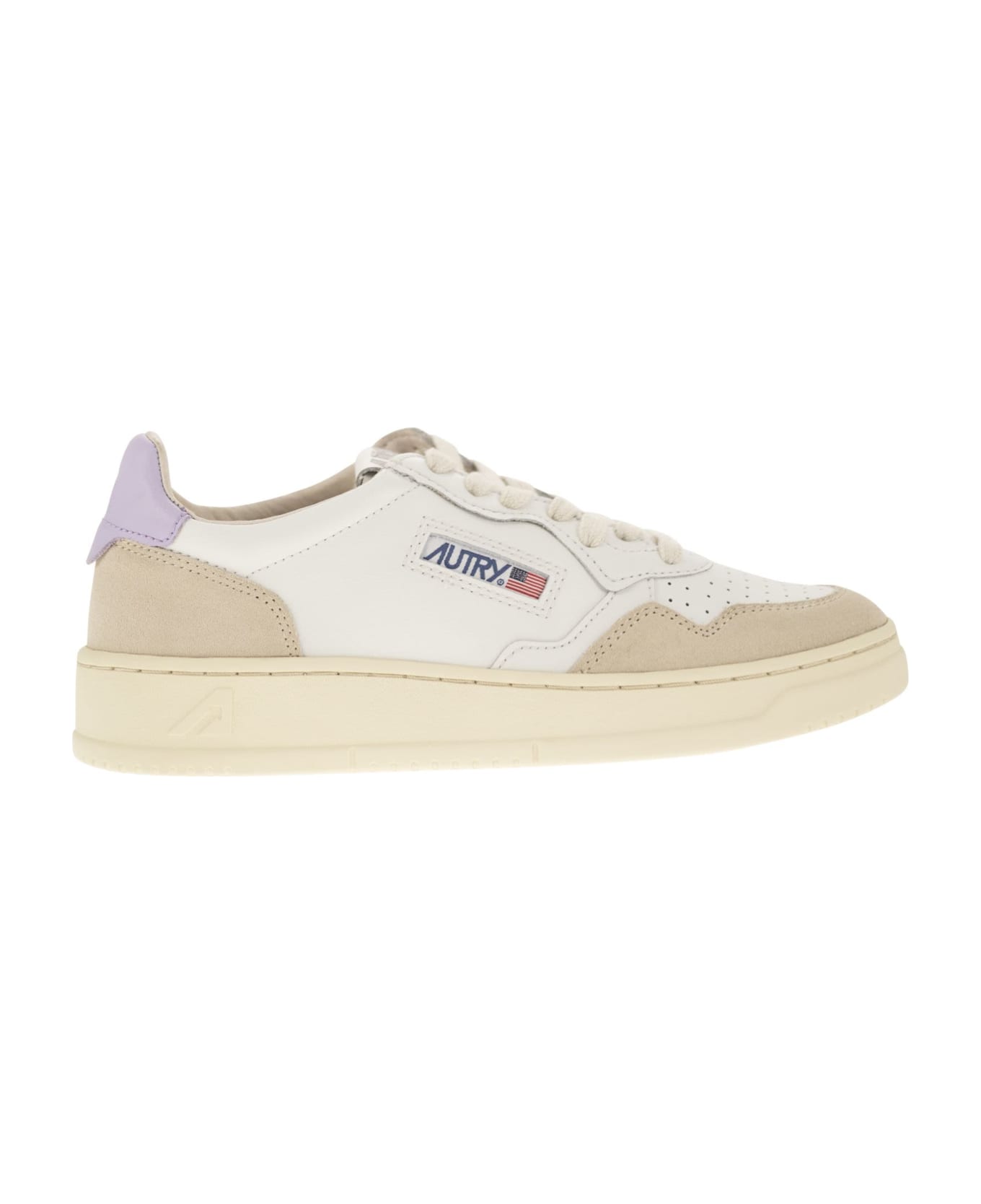 Autry Medalist Low Leather And Suede Sneakers - White/Lilac スニーカー