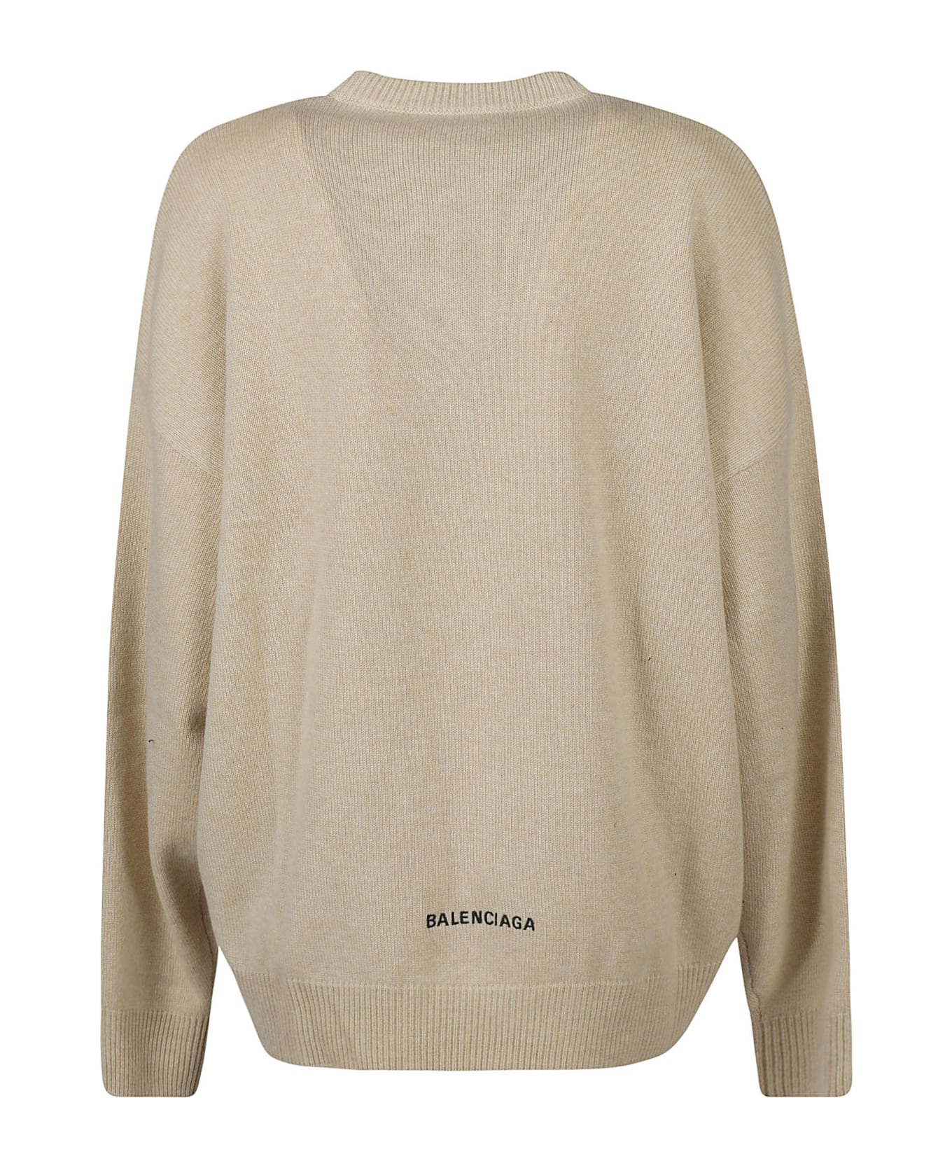 Balenciaga Rib Trim Plain Sweater - Beige