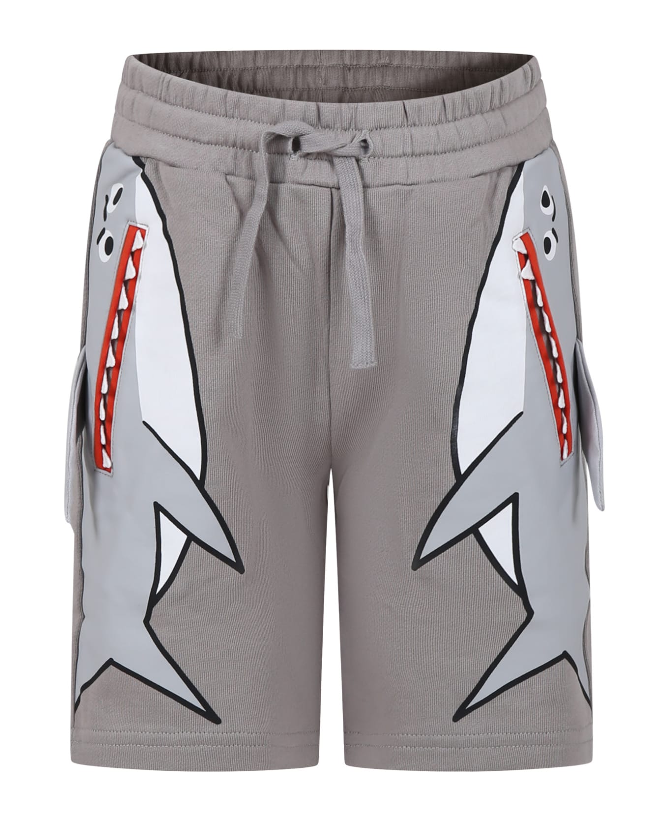 Stella McCartney Kids Gray Shorts For Boy With Sharks - Grey ボトムス