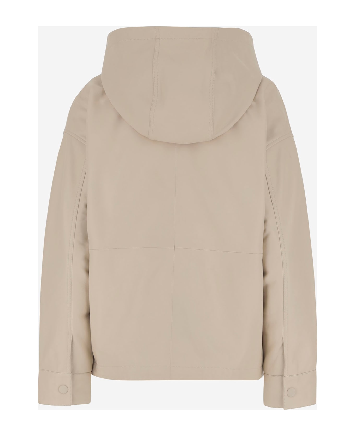 Yves Salomon Leather Jacket With Hood - Beige