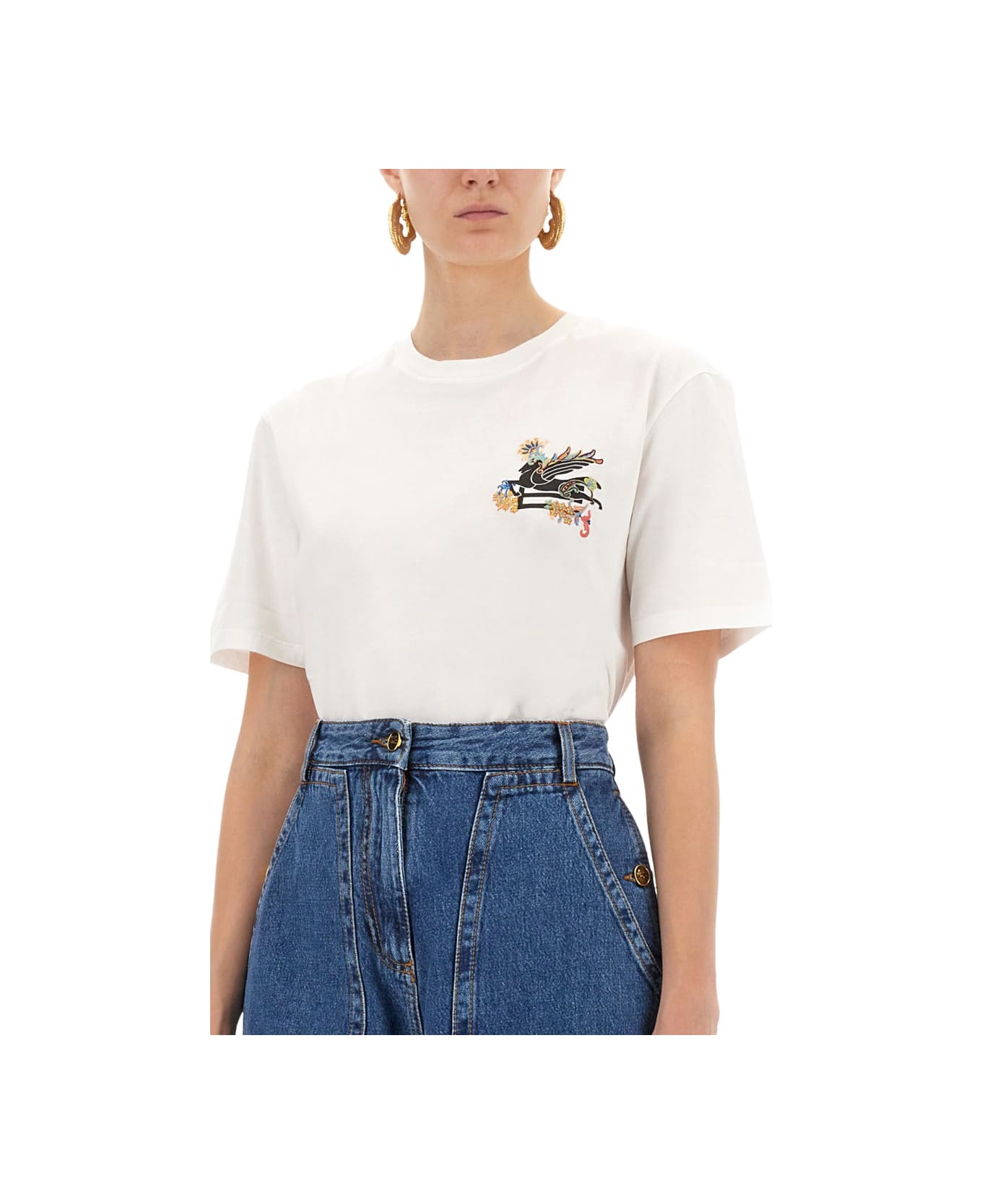 Etro T-shirt With Pegasus - WHITE