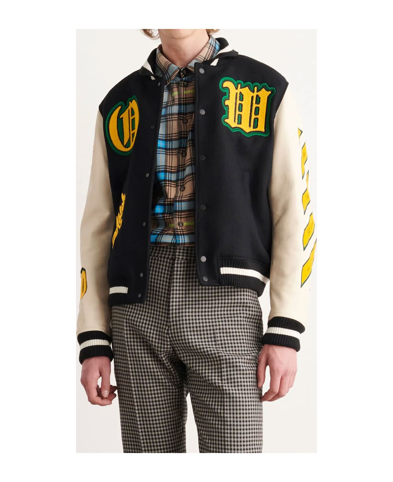 Off-White Varsity Jacket With Patches - Nero