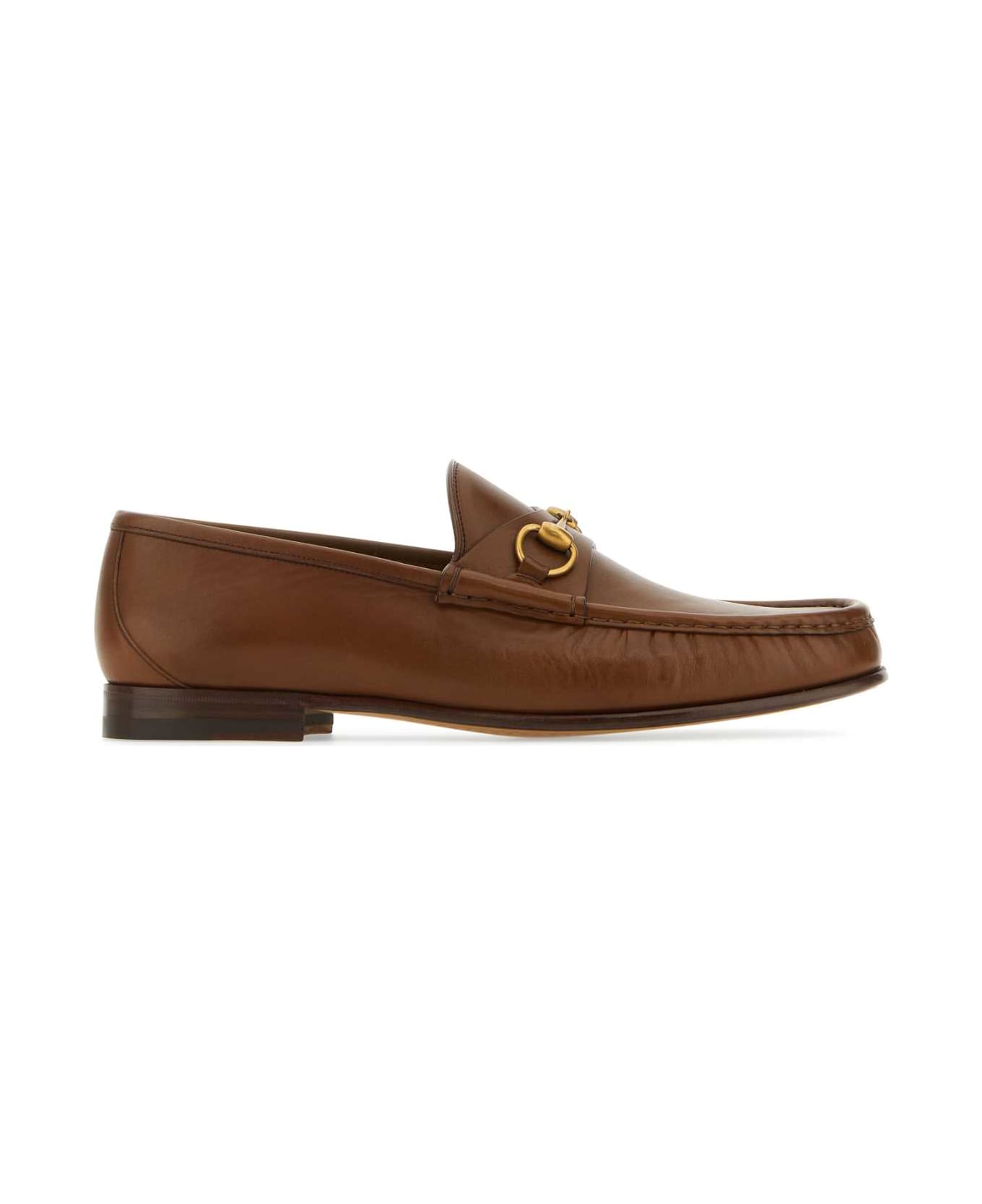 Gucci Brown Leather Loafers - Brown