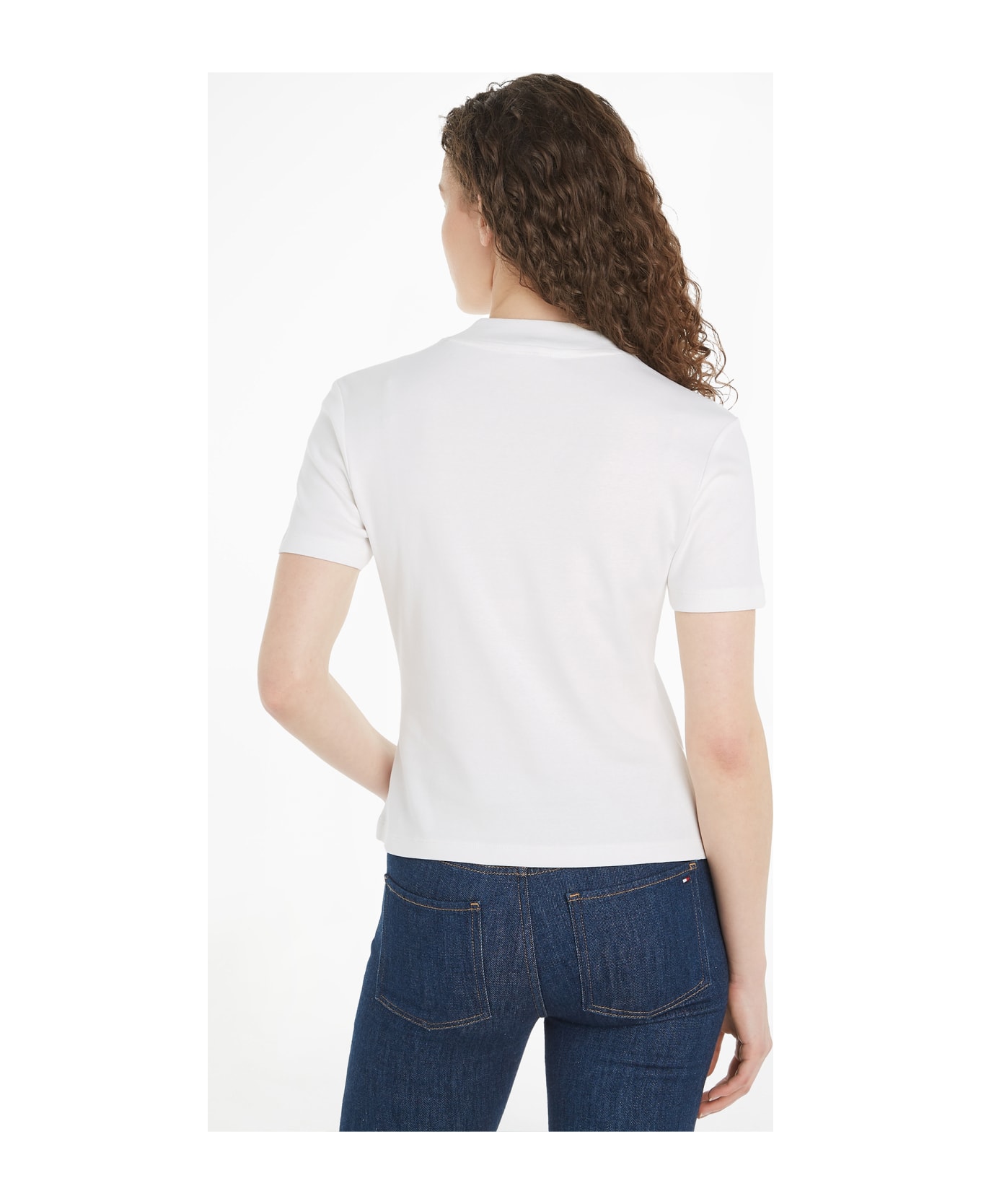 tommy tape Hilfiger White T-shirt With Mini Logo - ECRU
