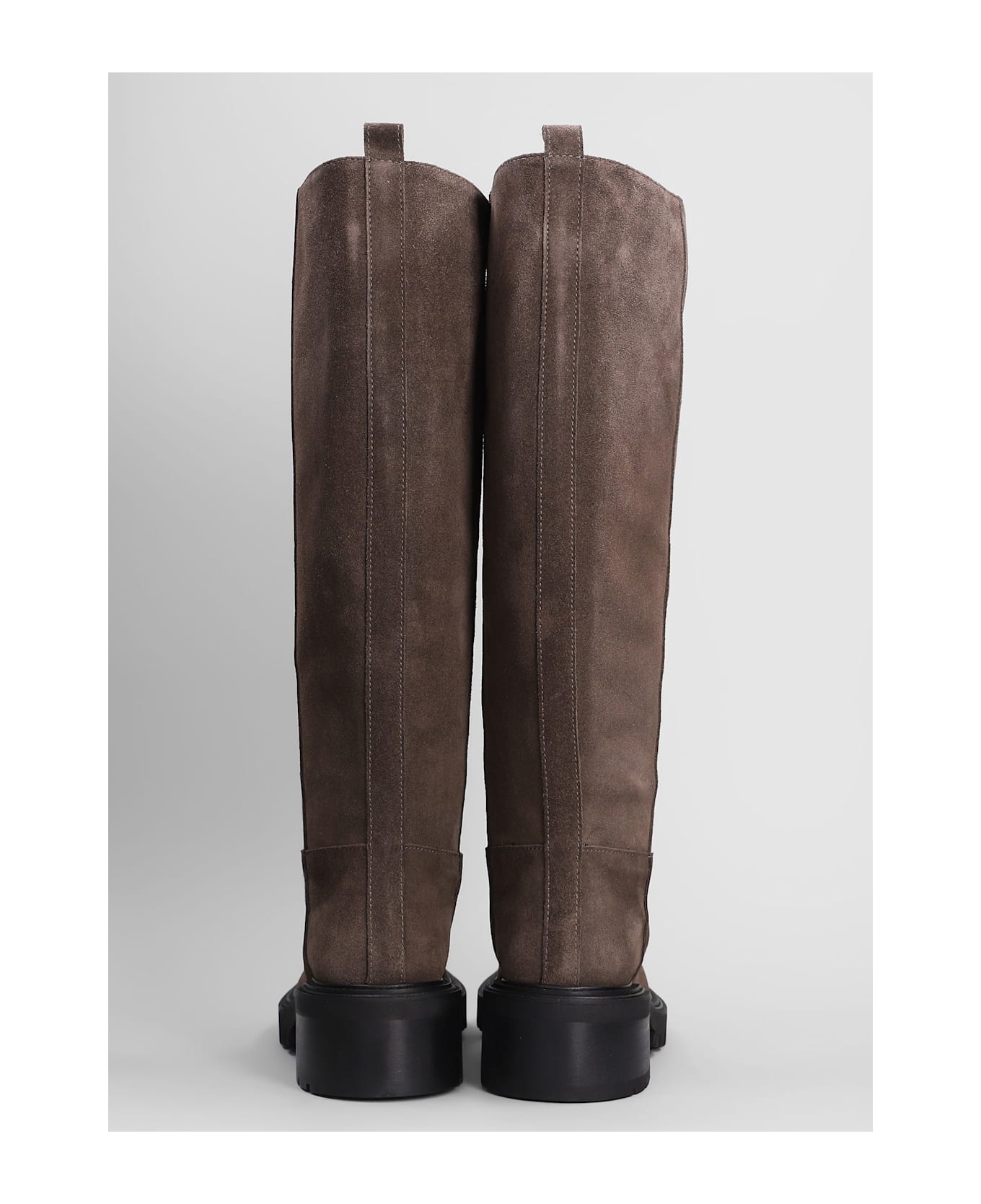 Via Roma 15 Low Heels Boots In Brown Suede - brown