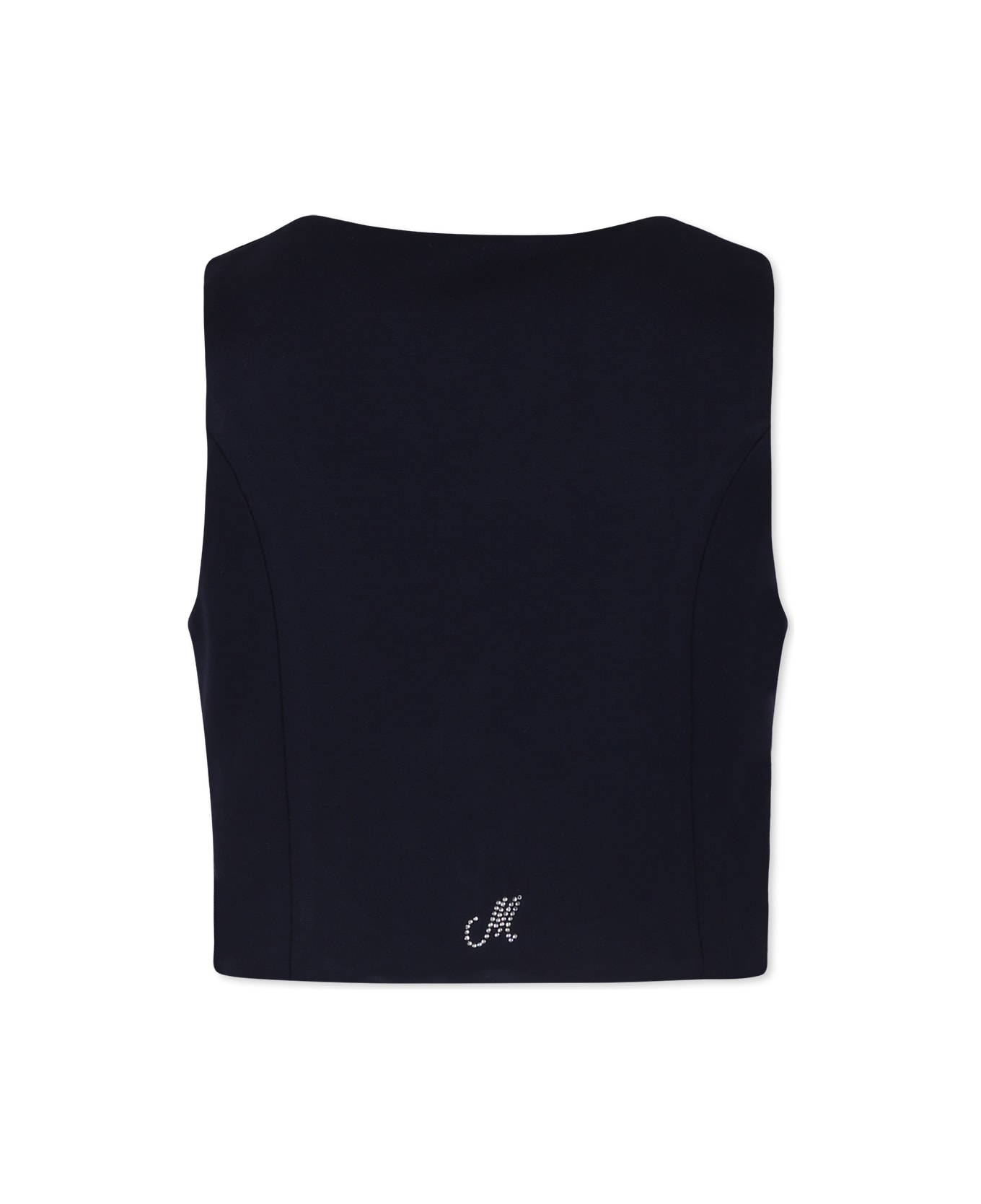Monnalisa Blue Waistcoat For Girl With Logo - Blue