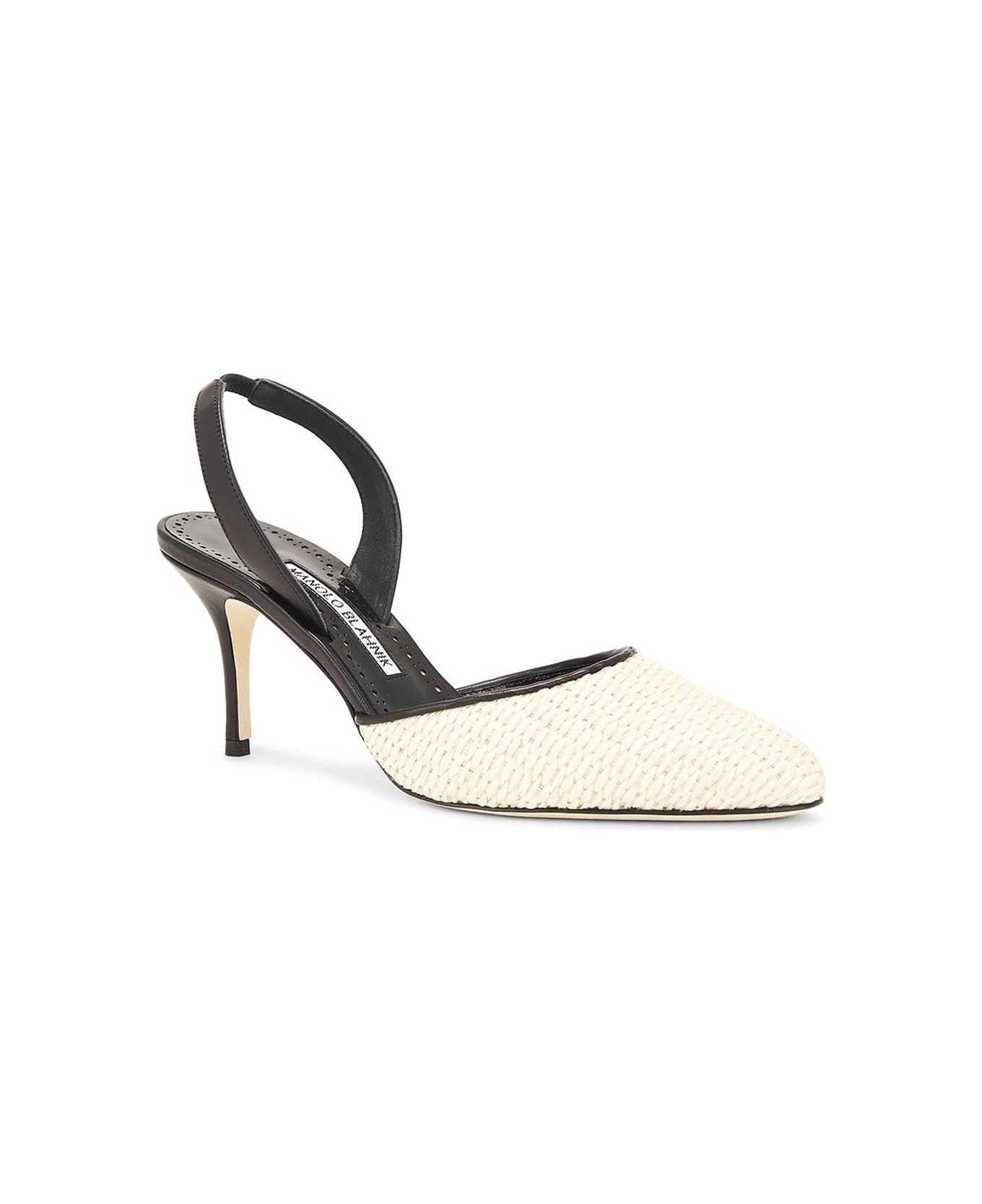 Manolo Blahnik Casam 70 Raffia Pumps - Black