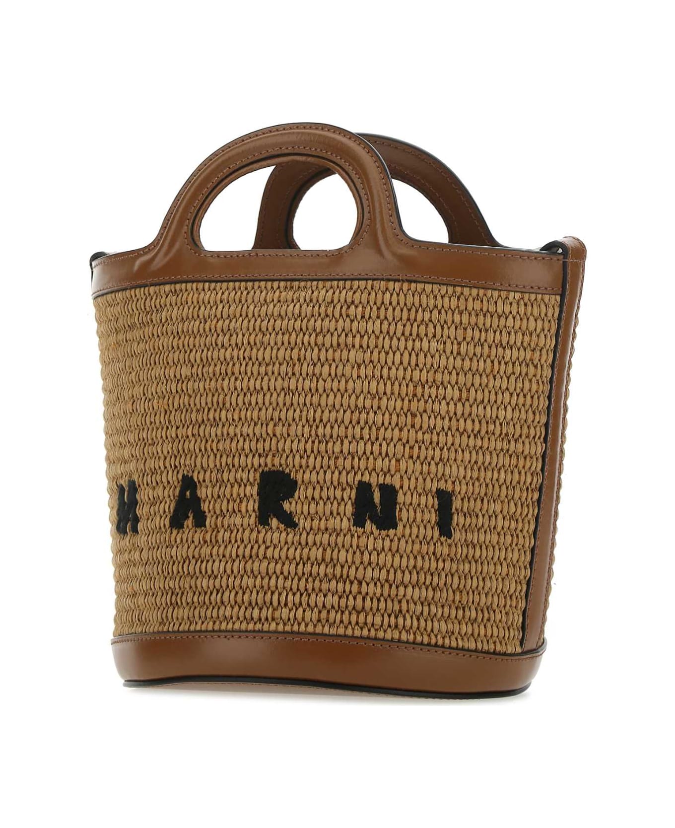 Marni Two-tone Leather And Raffia Tropicalia Bucket Bag - 00M50