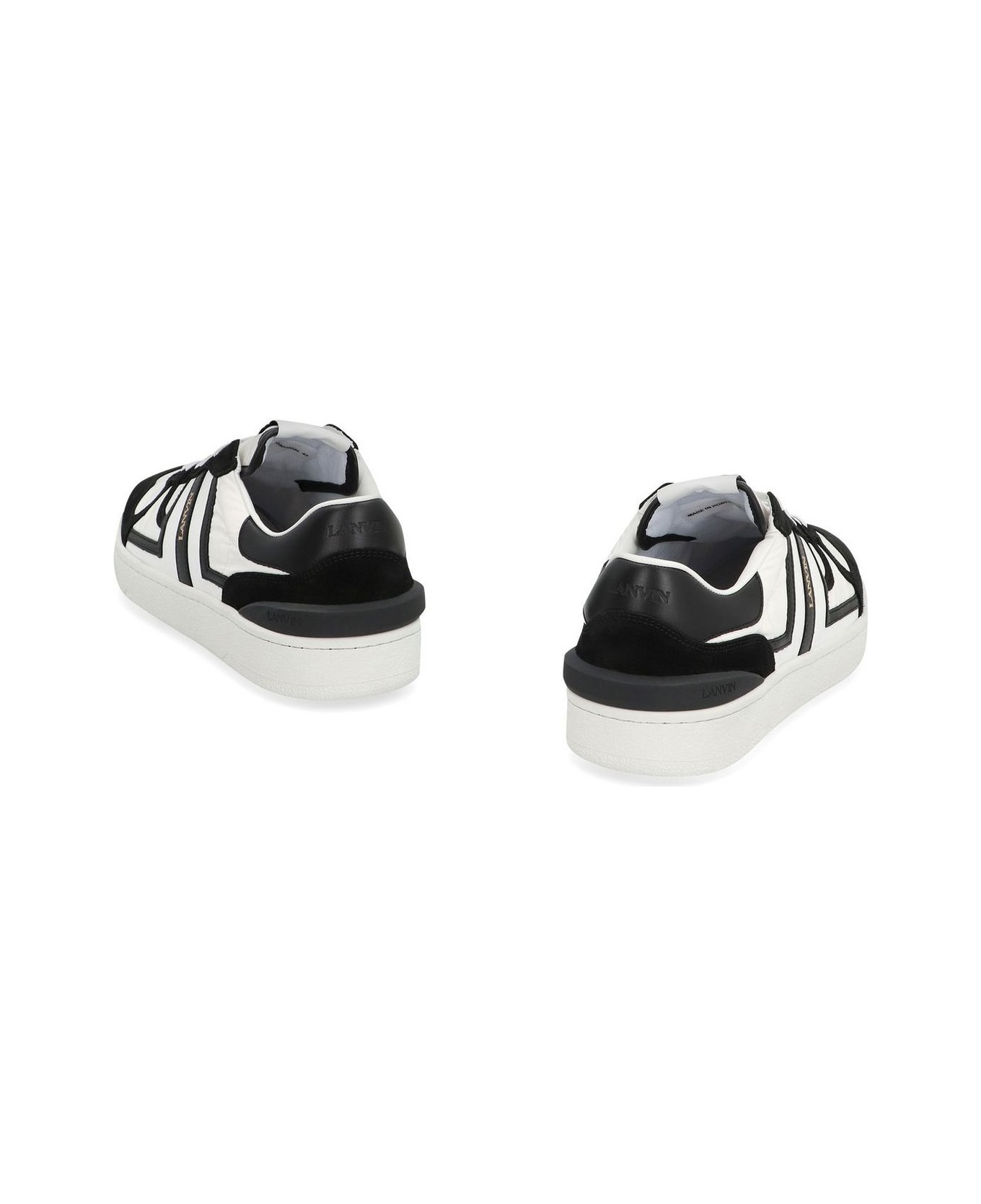Lanvin Logo Printed Lace-up Sneakers - Optic White Black