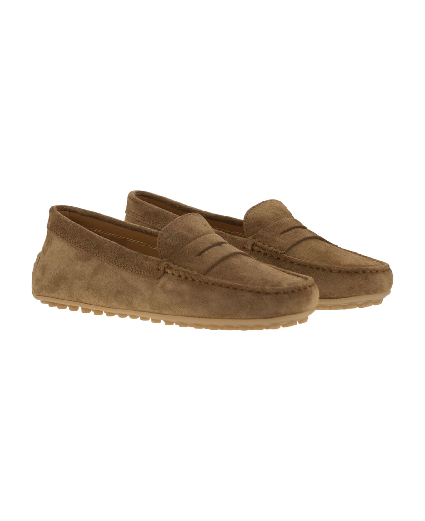 Tod's City Gommino Suede Loafer - Chestnut