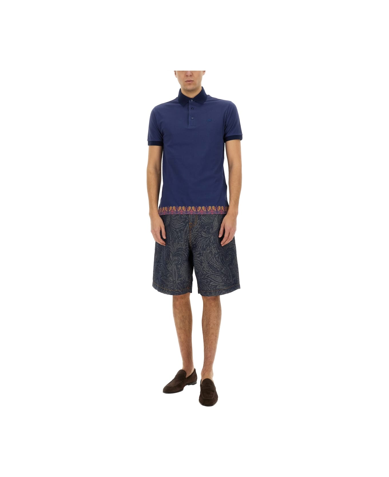 Etro Polo Shirt With Print - Blue