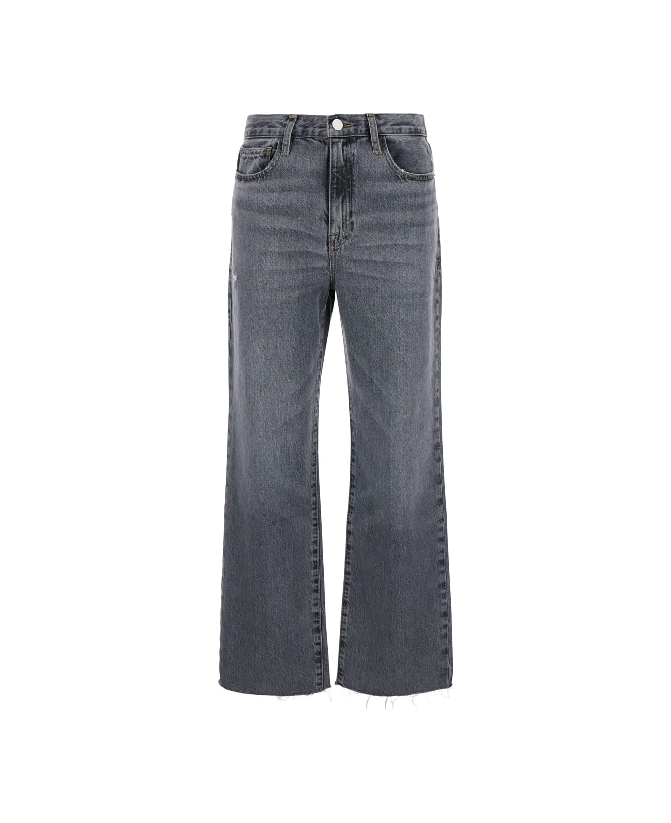 Frame Grey Straight Five Pocket Jeans In Denim Woman - Grey