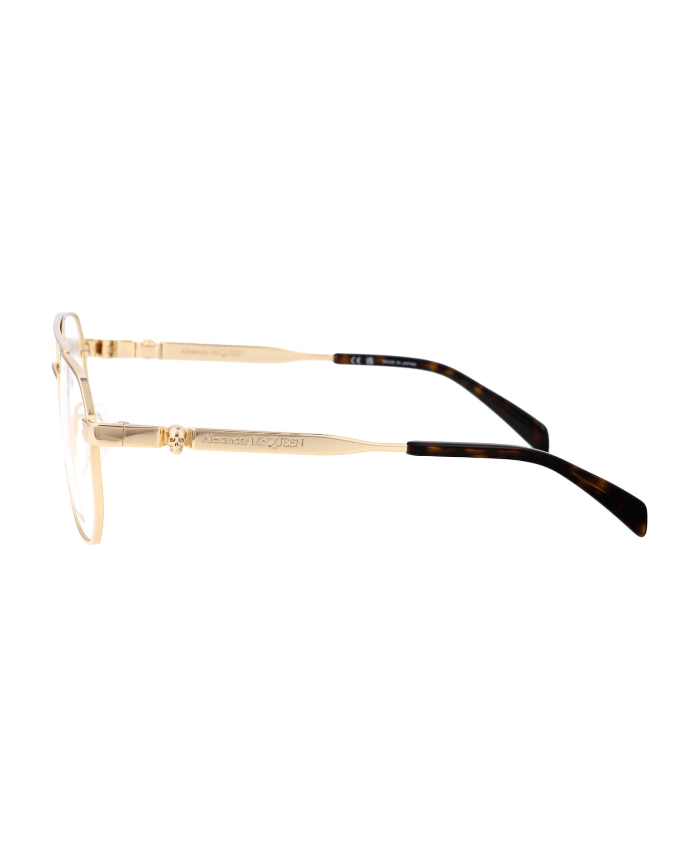 Alexander McQueen Eyewear Am0459o Glasses - 002 GOLD GOLD TRANSPARENT アイウェア