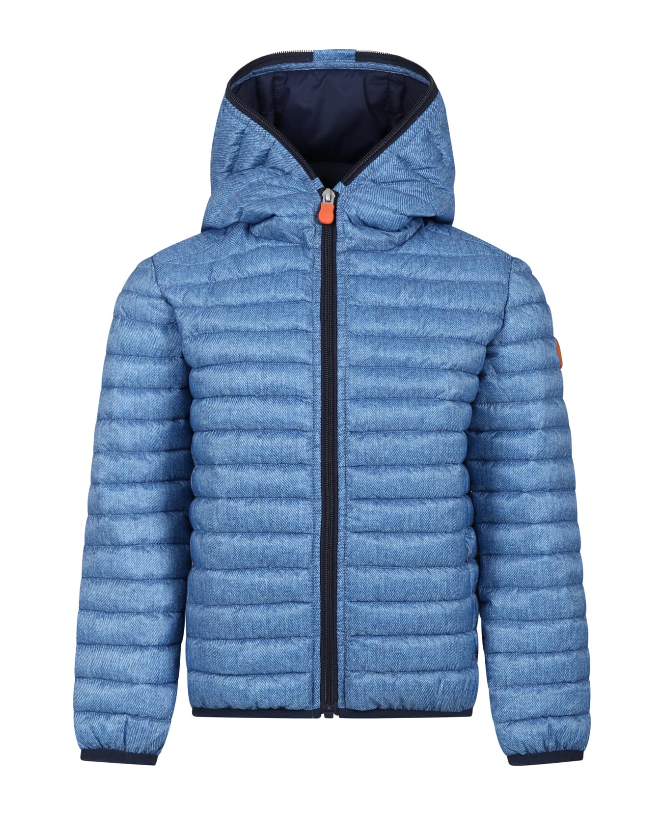 Save the Duck Light Blue Drew Down Jacket For Boy With Logo - Light Blue コート＆ジャケット
