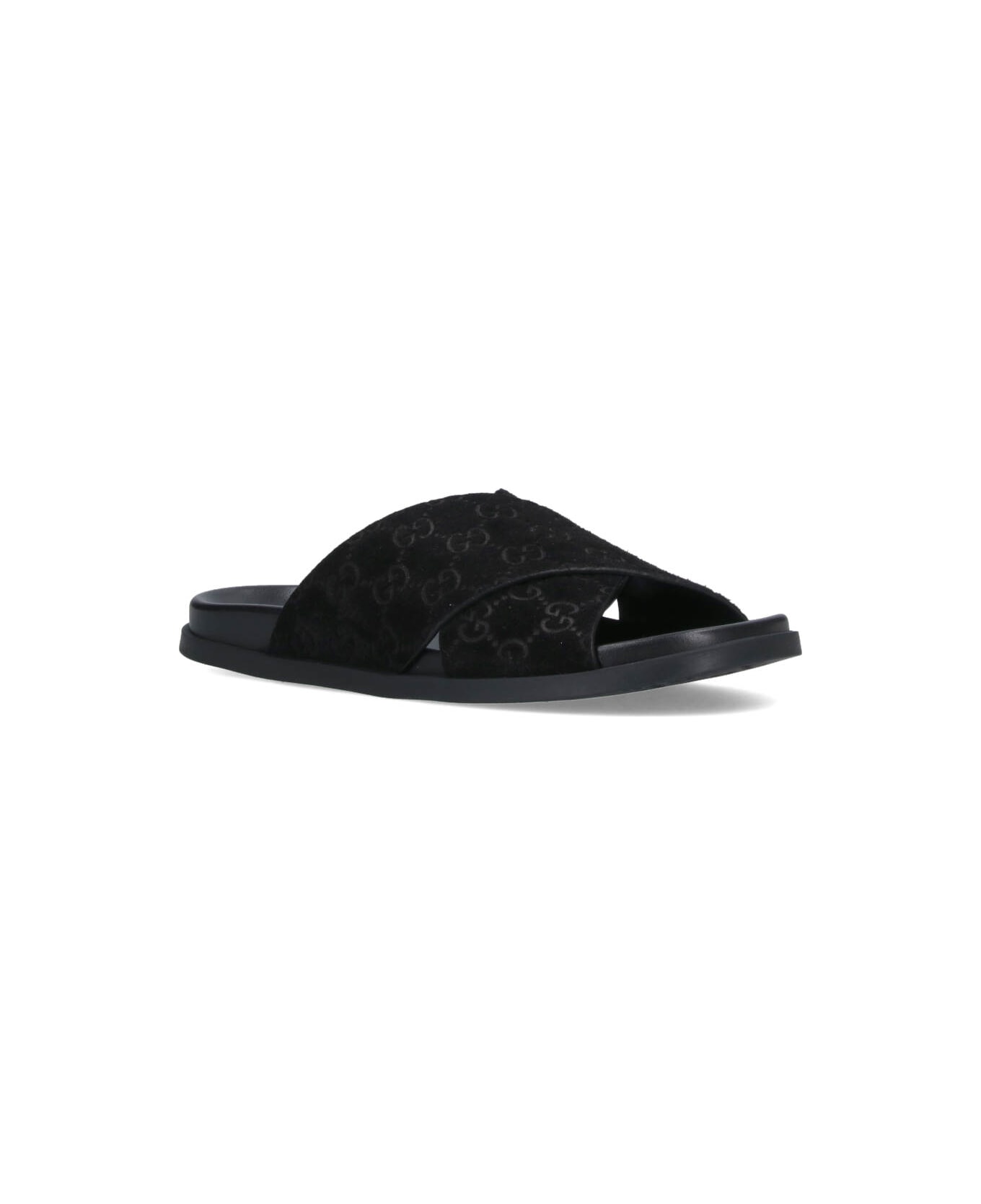 Gucci "gg" Slide Sandals - Black  