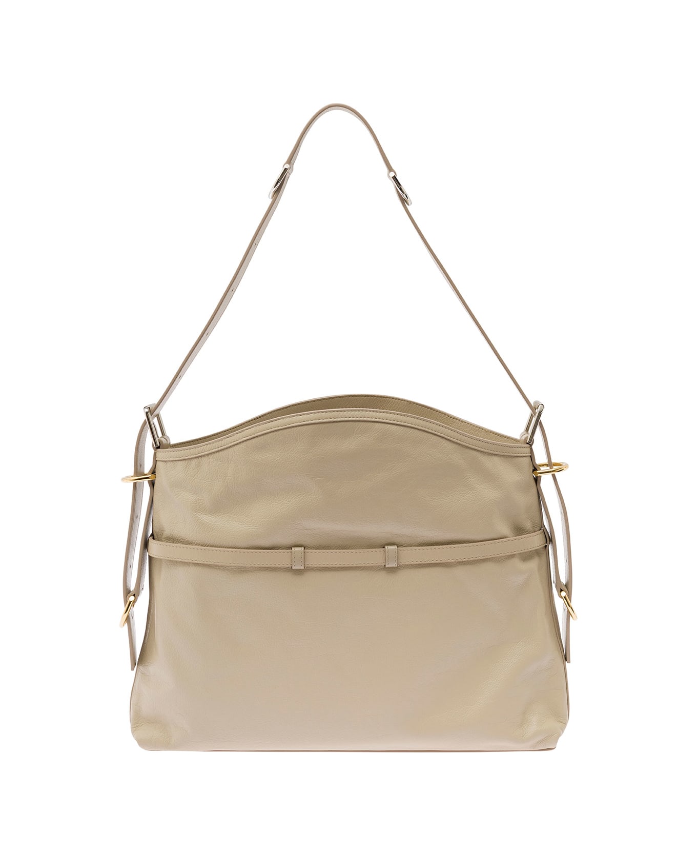 Givenchy 
voyou
 Beige Shoulder Bag With Embossed Logo In Smooth Leather Woman - Beige