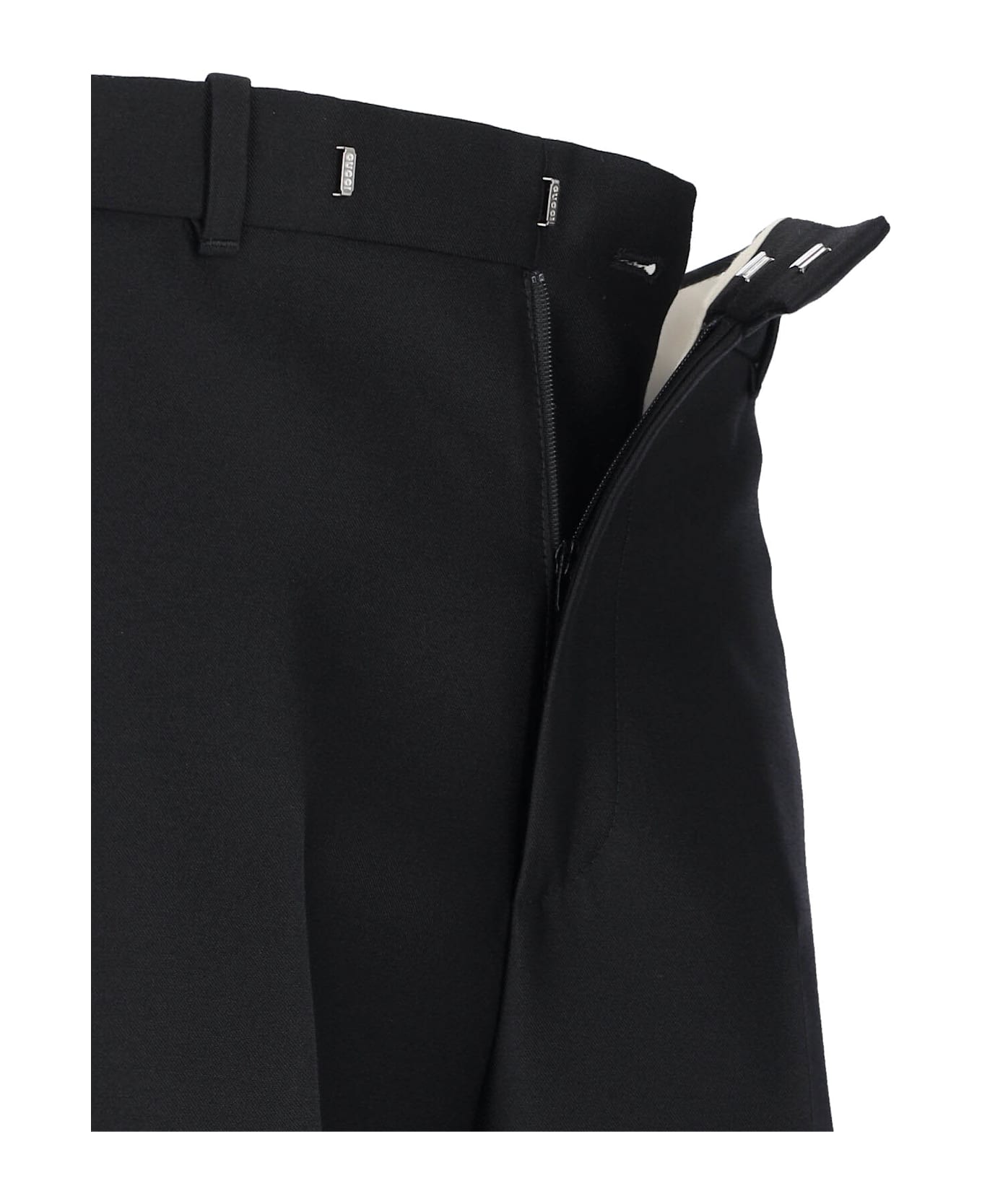 Gucci Wool And Silk Straight Pants - Black