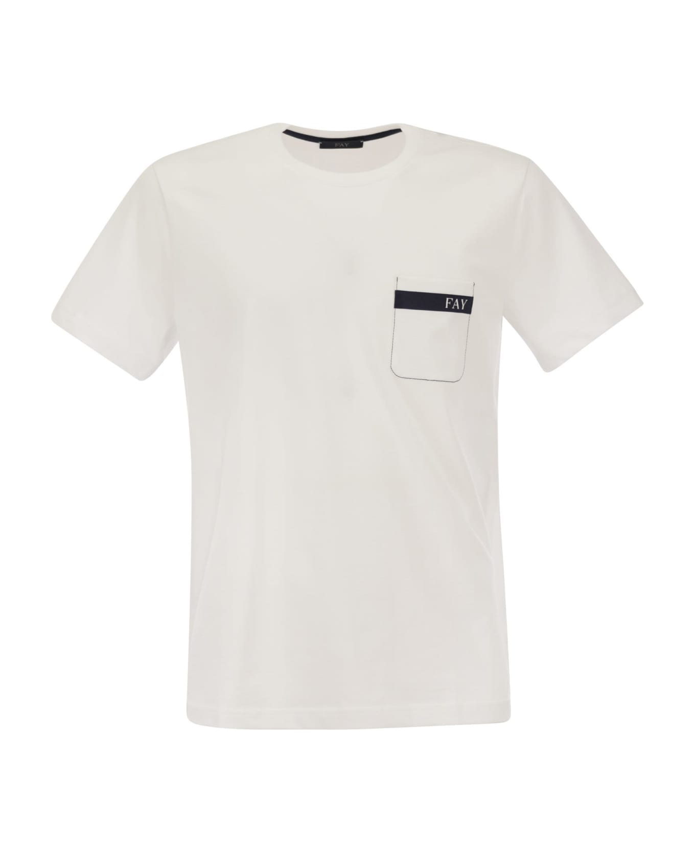 Fay White T-shirt With Pocket - White シャツ