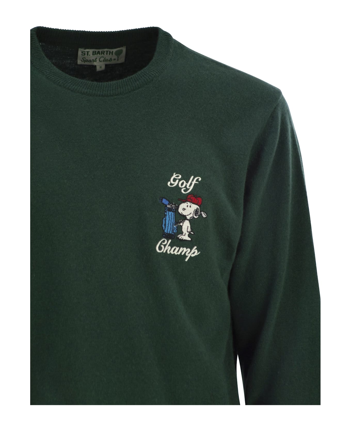 MC2 Saint Barth Heron - Crew Neck Jumper With Embroidery On The Chest - Green