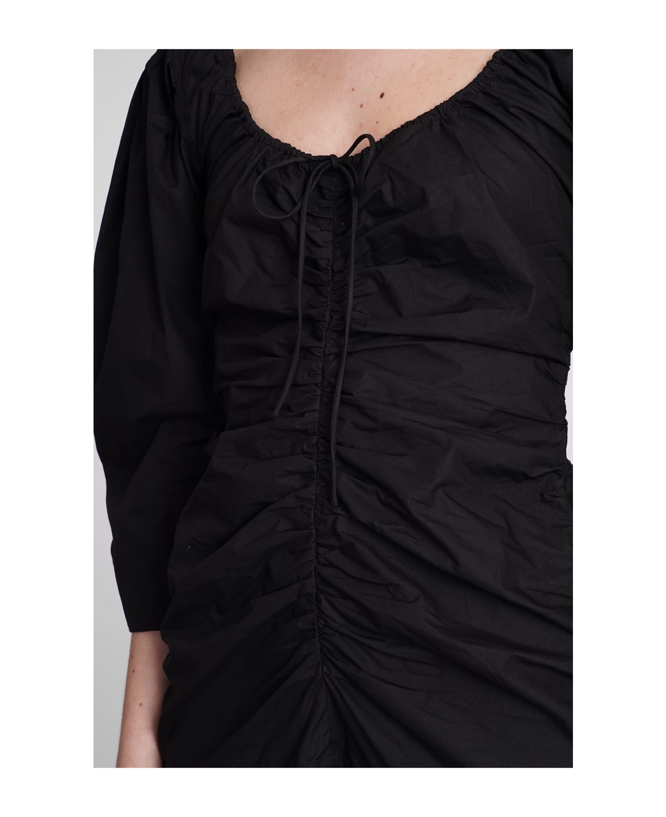 Ganni Dress In Black Cotton - black ワンピース＆ドレス