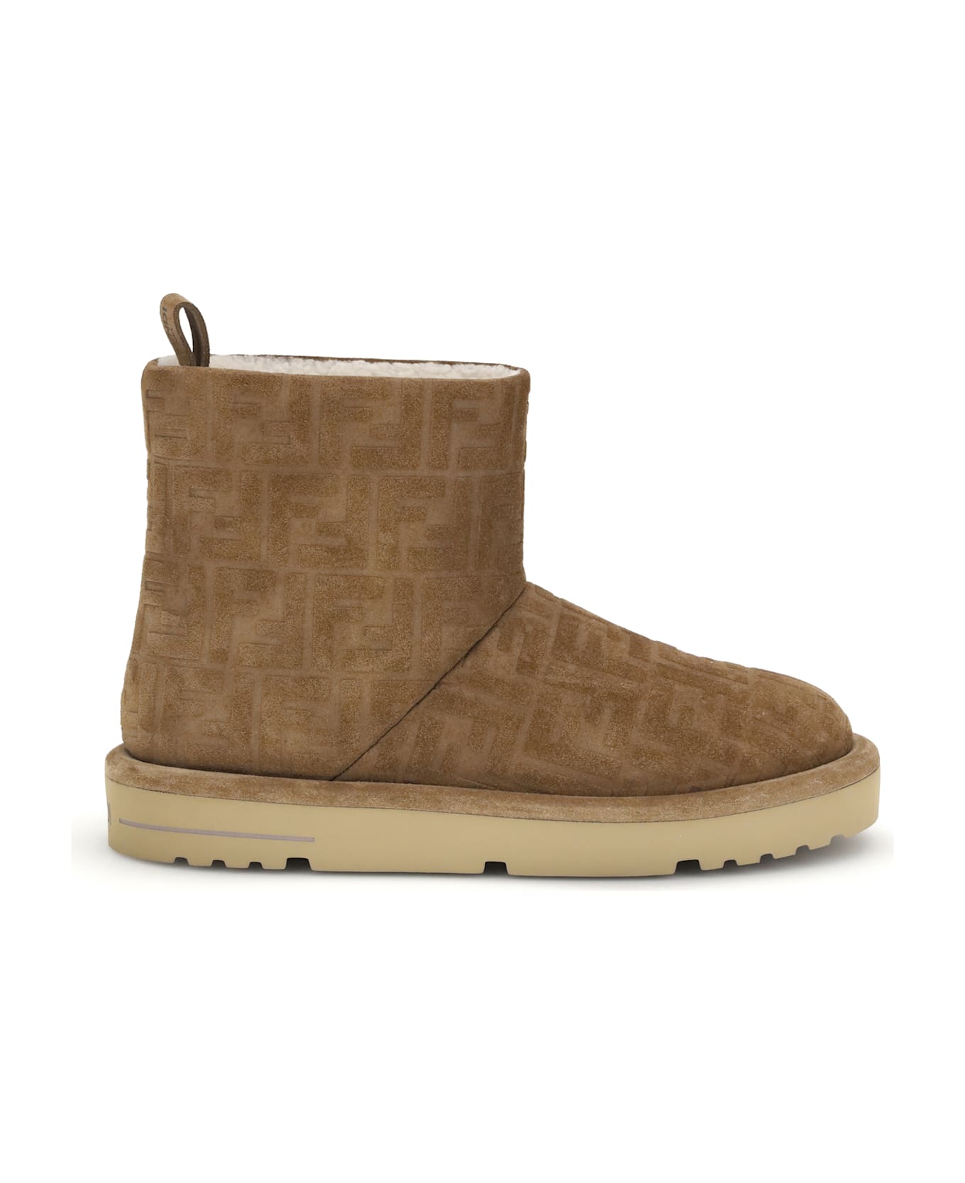 Fendi Suede Leather Ankle Boots With Embossed Ff Motif