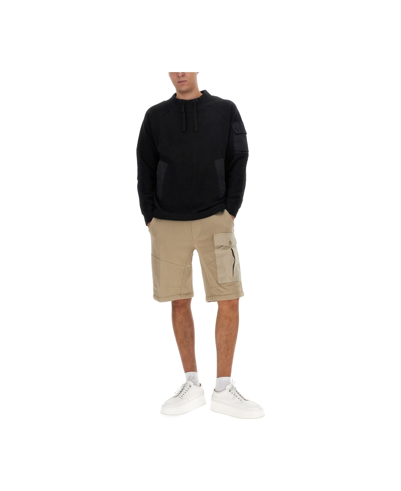 Ten C Cotton Sweatshirt - BLACK