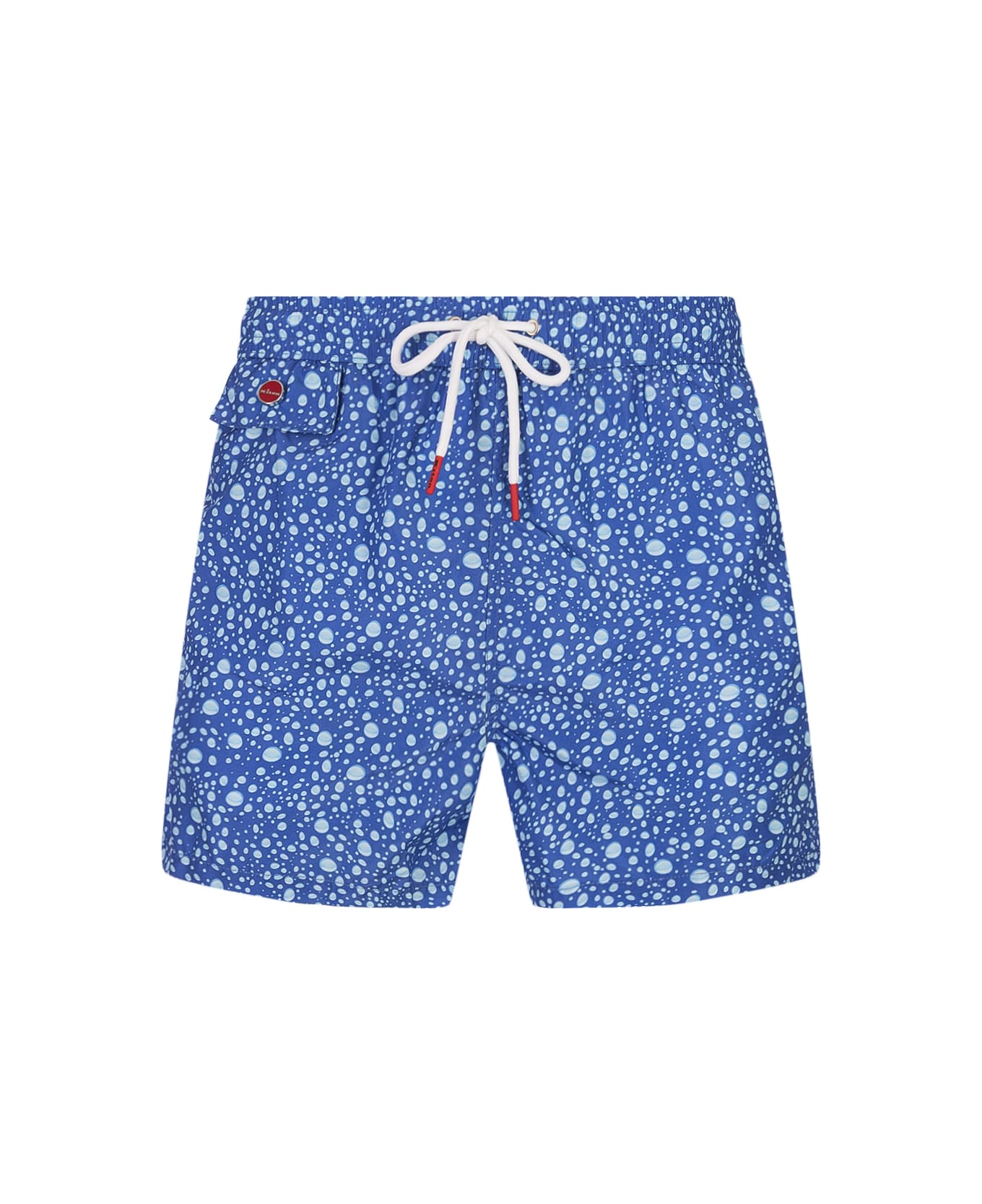 Kiton Blue Swim Shorts With Water Drops Pattern - Azzurro