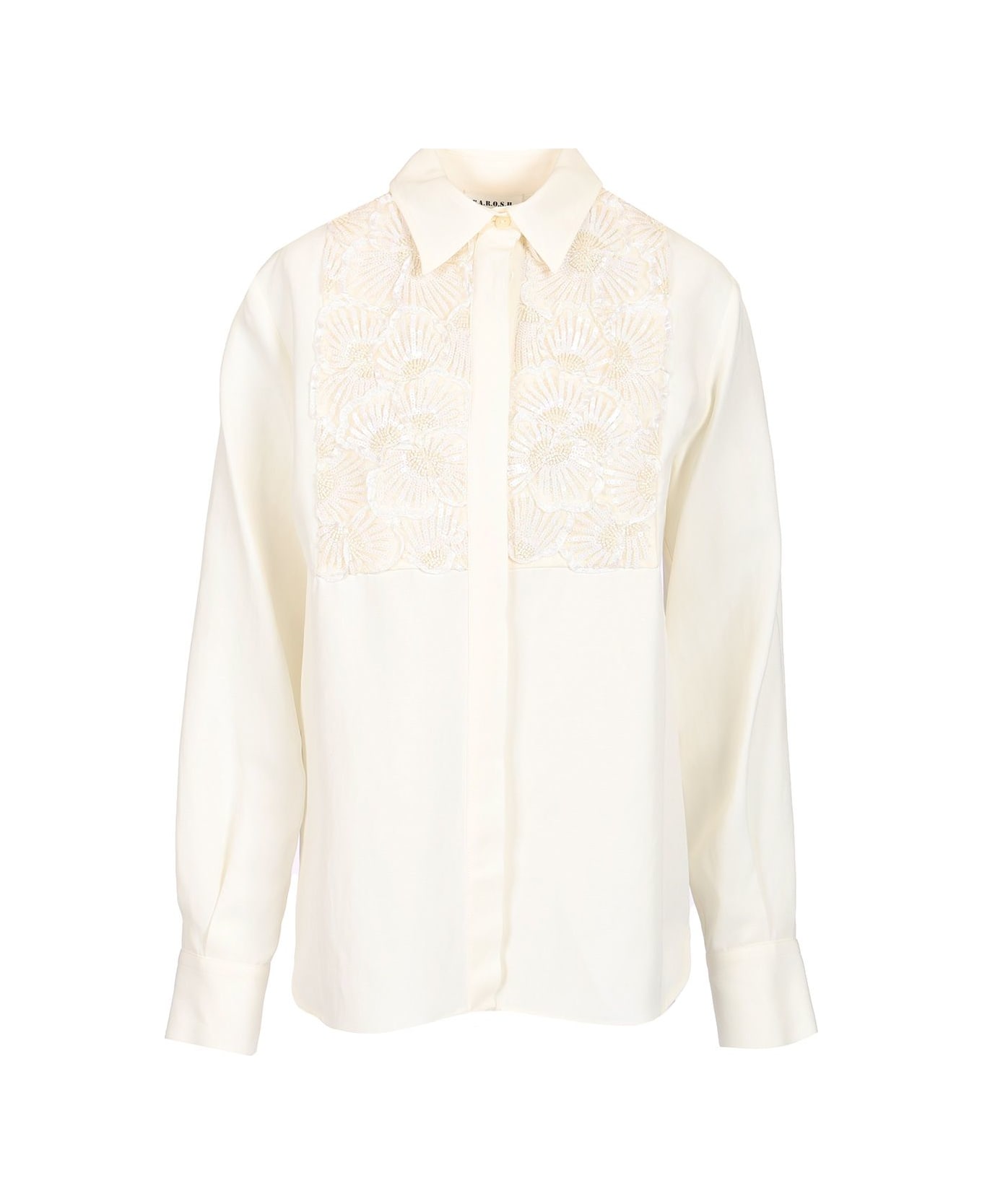 Parosh Shirt With Plastron - Panna