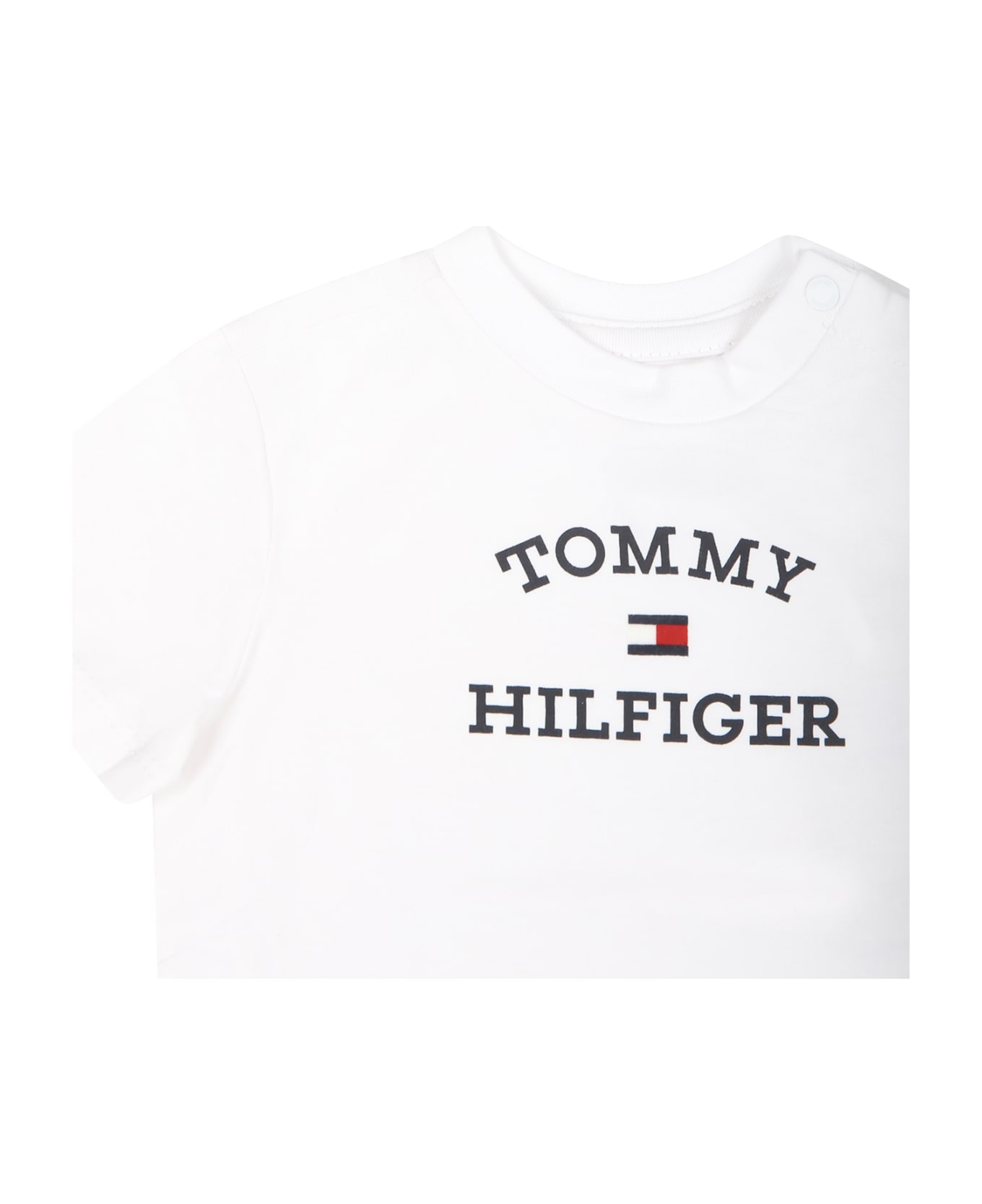Tommy Hilfiger White T-shirt For Baby Boy With Logo - White