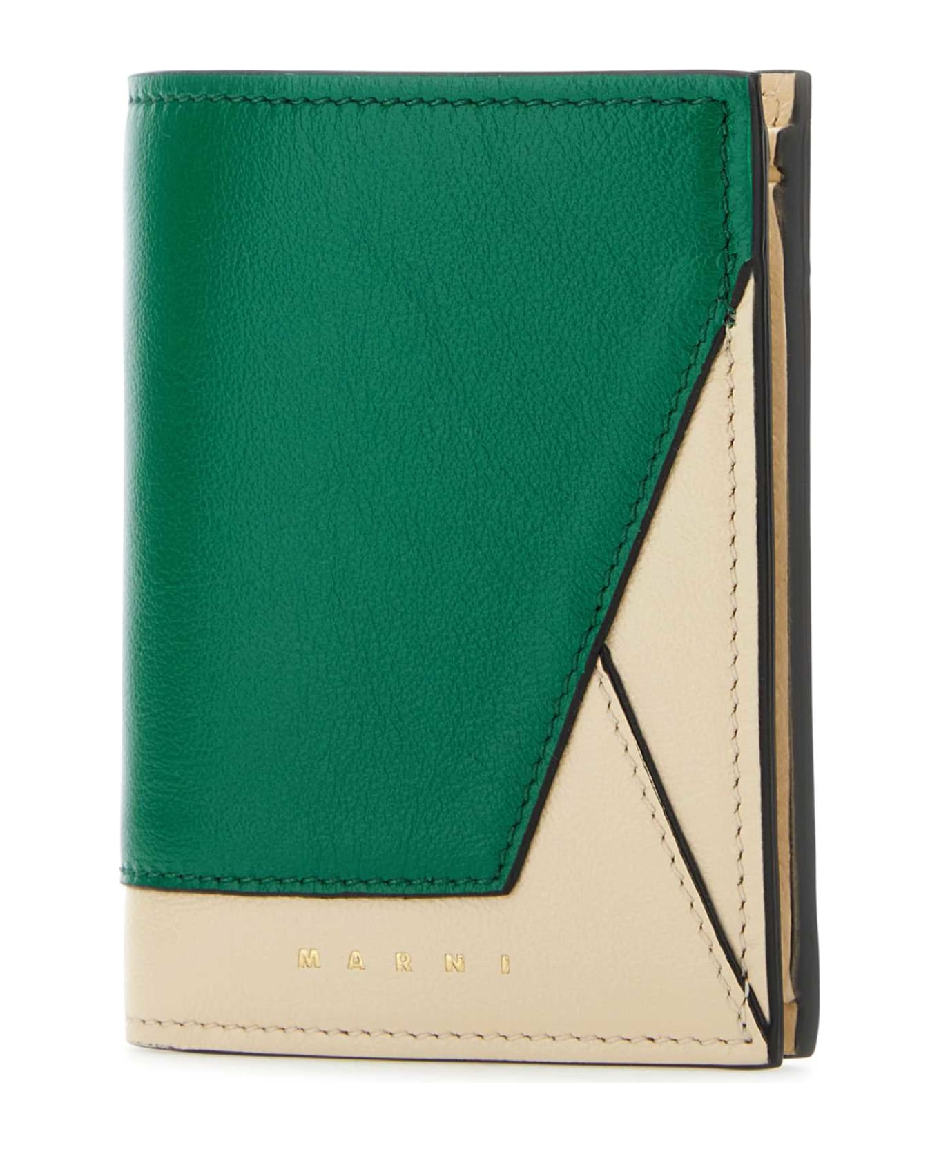 Marni Two-tone Leather Wallet - AGATEGREENSHELL 財布