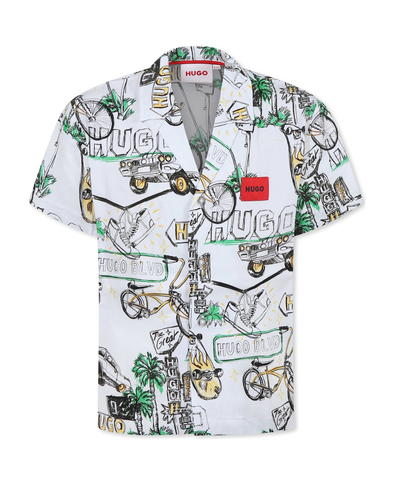 Hugo Boss White Shirt For Boy With Logo And Print - White