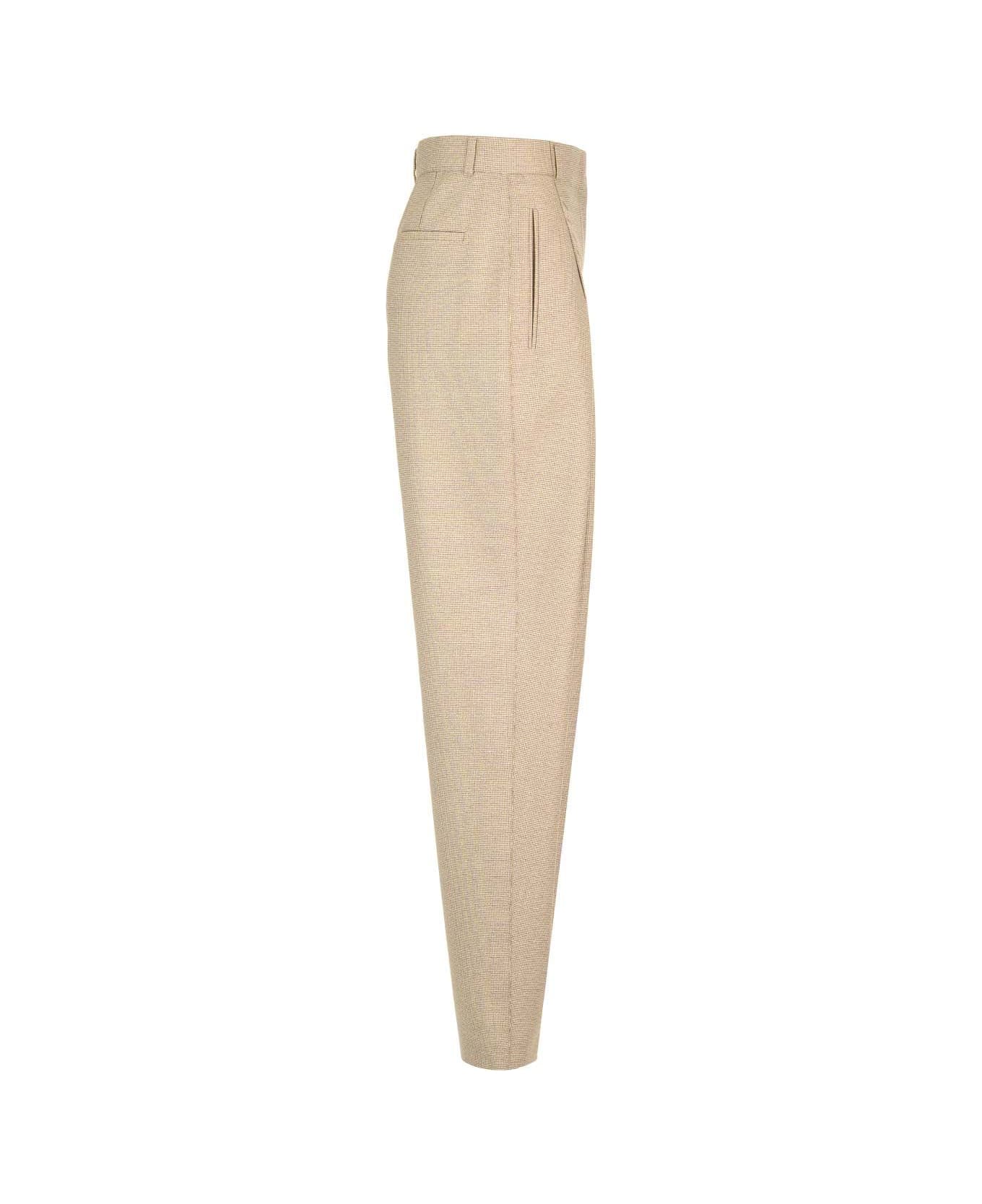 Fendi Micro Check Wool Trousers - Beige