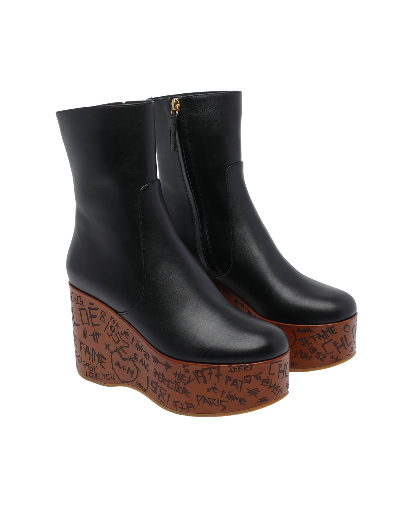 Chloé Maxime Wedge Booties - Black