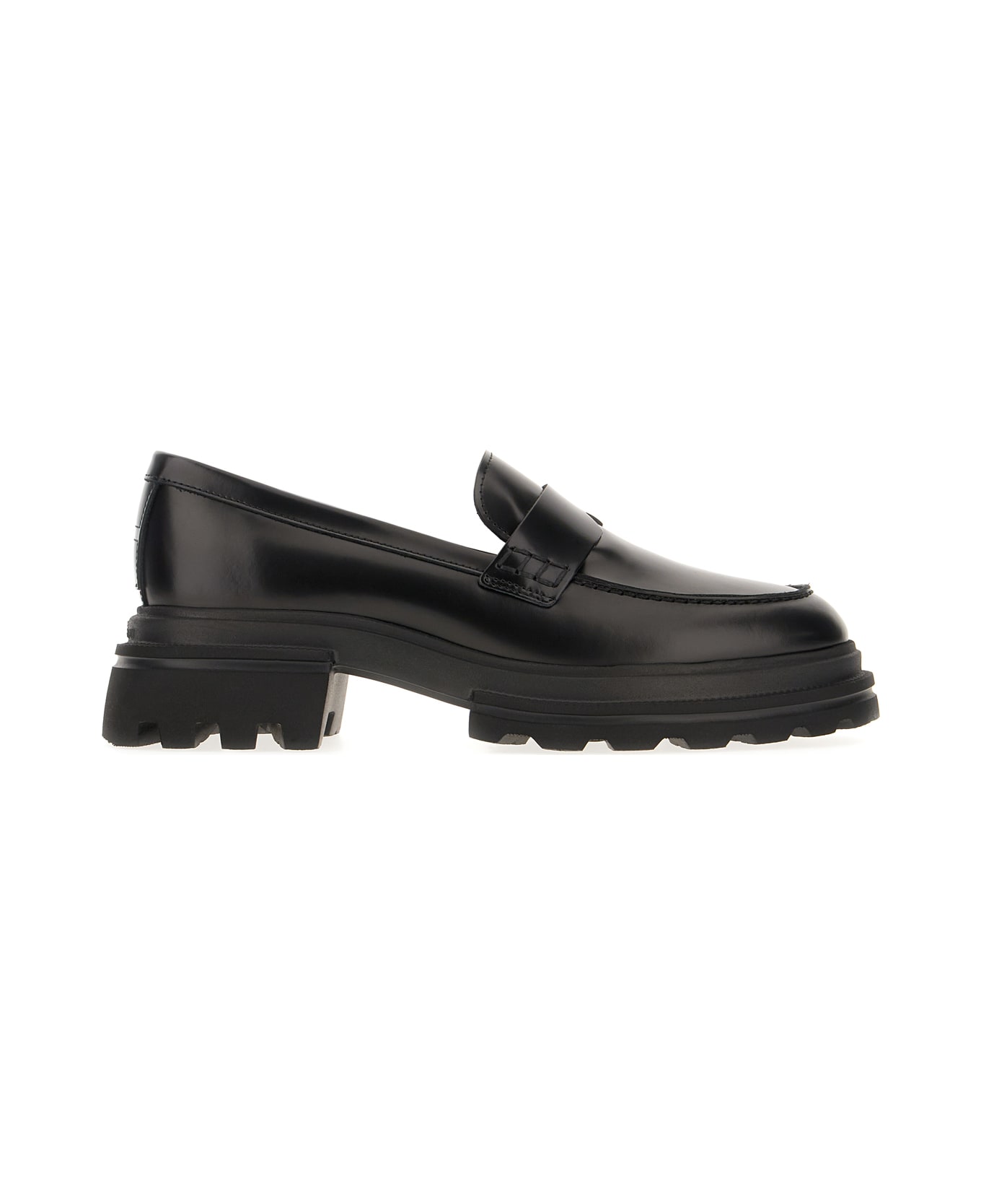 Hogan Black Leather H674 Loafers - Nero