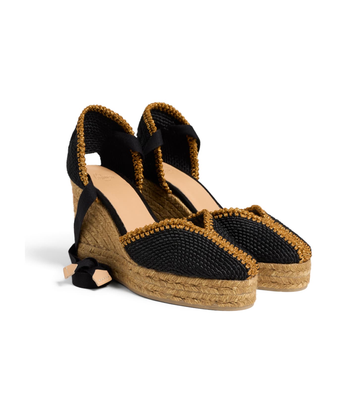 Castañer Espadrilles Coeur With Wedge And Laces - FANTASIA NEGRO ウェッジシューズ