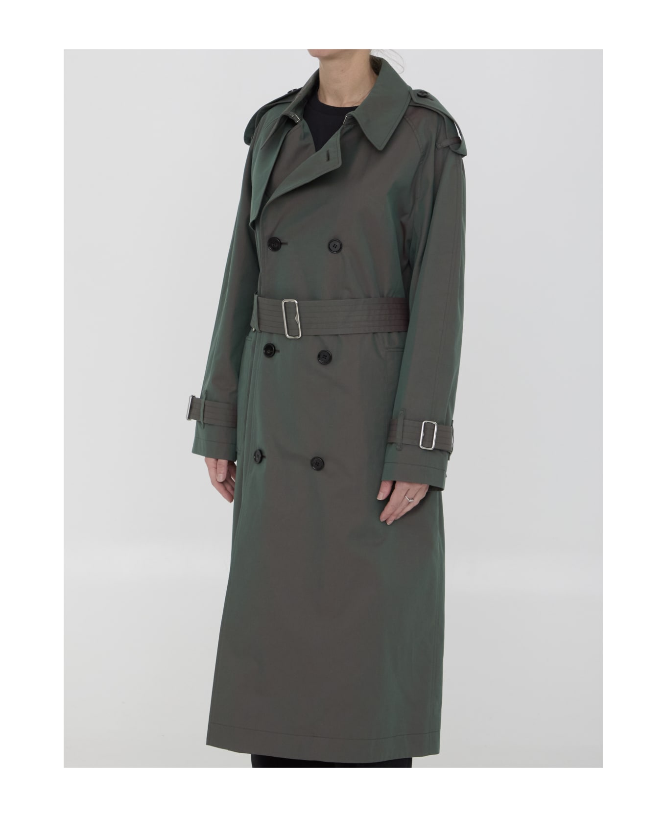 Burberry Cotton Long Trench Coat - GREEN レインコート