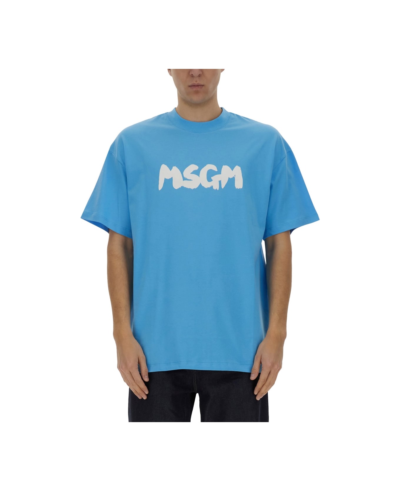 MSGM Cotton T-shirt - AZURE