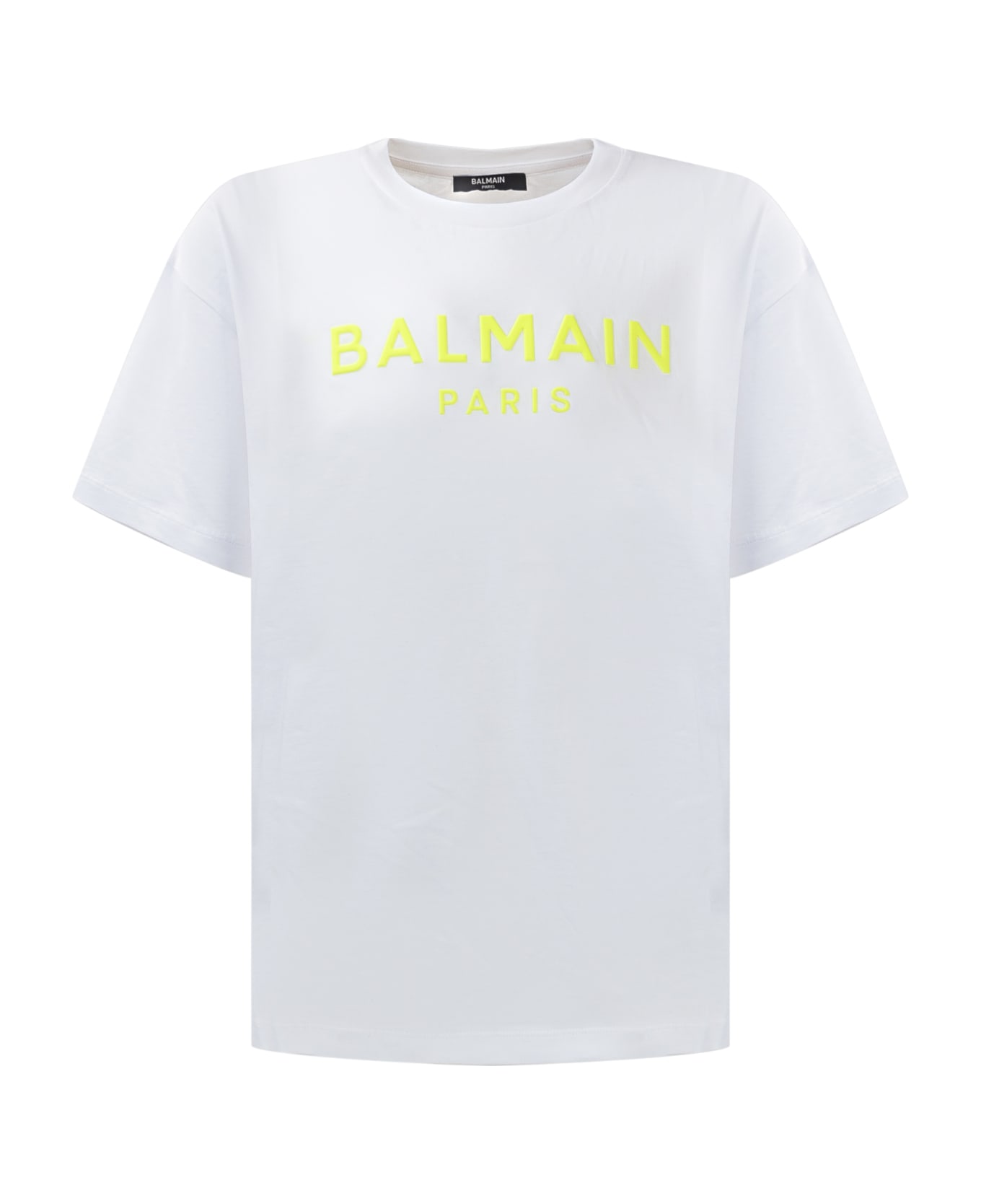 Balmain Logo T-shirt - WHITE/YELLOW